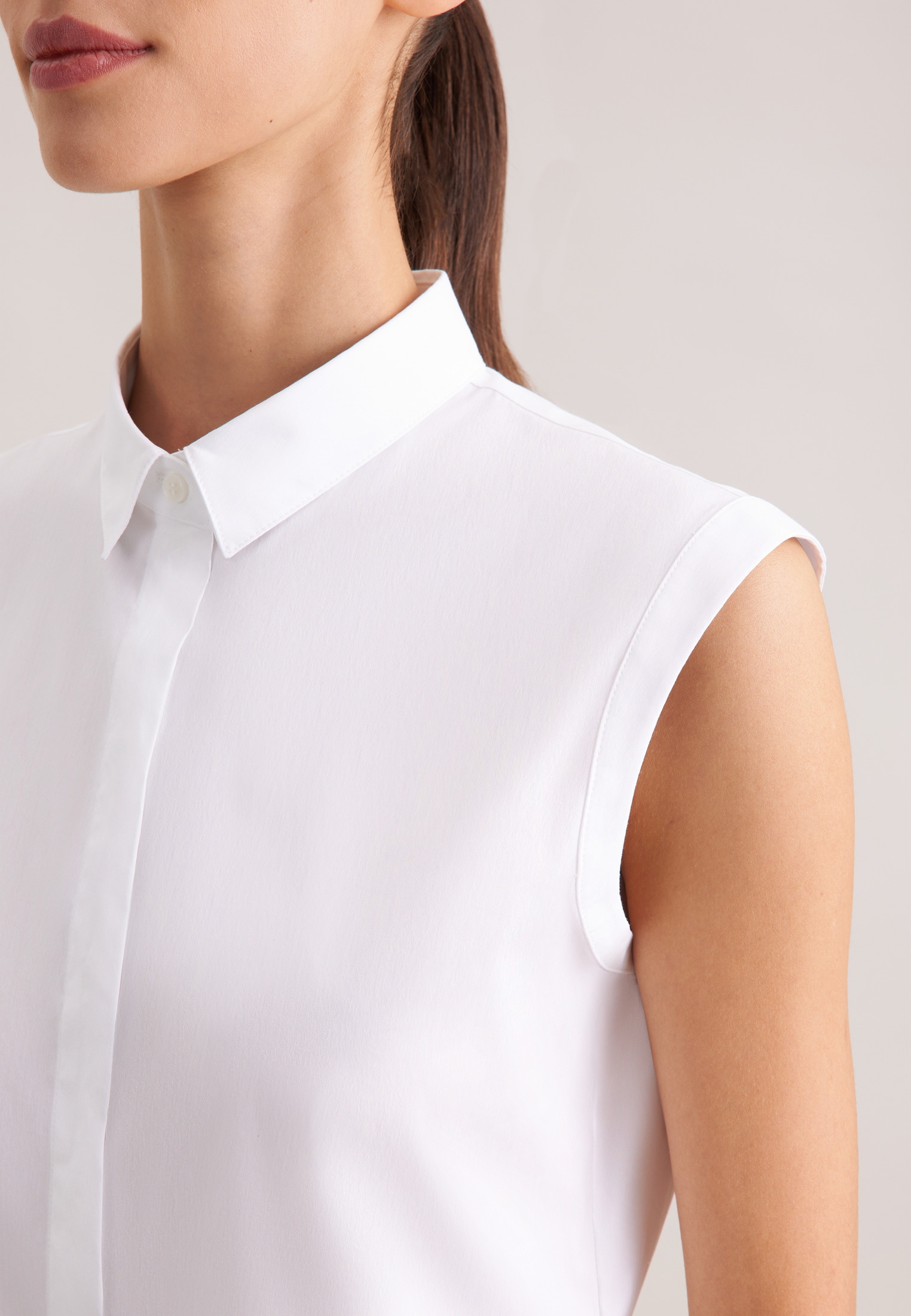 seidensticker Hemdbluse Ohne Arm Kragen Uni