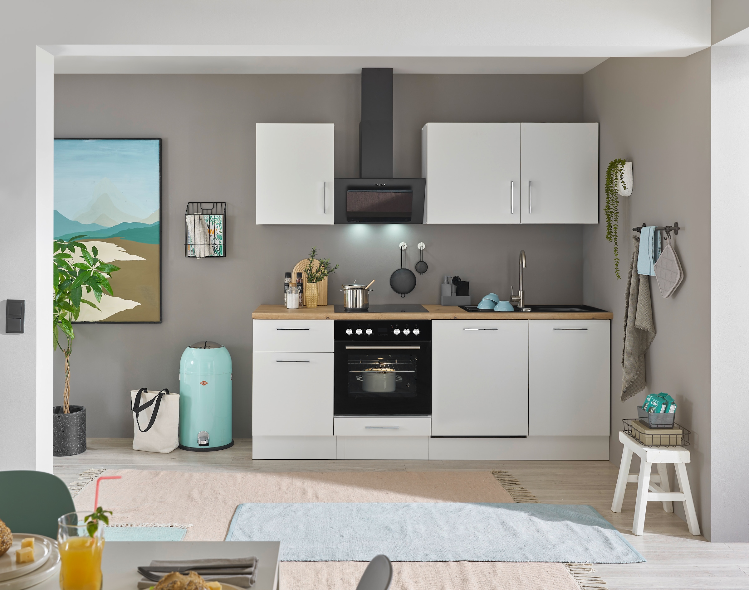 BASIC by Balculina Küchenzeile »Turin«, Breite 220 cm, wahlweise mit E-Geräten