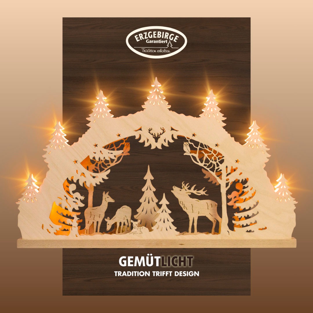 Weigla Schwibbogen »Hirschfamilie, Lichterbogen aus Holz, NATUR, Made in Ge günstig online kaufen