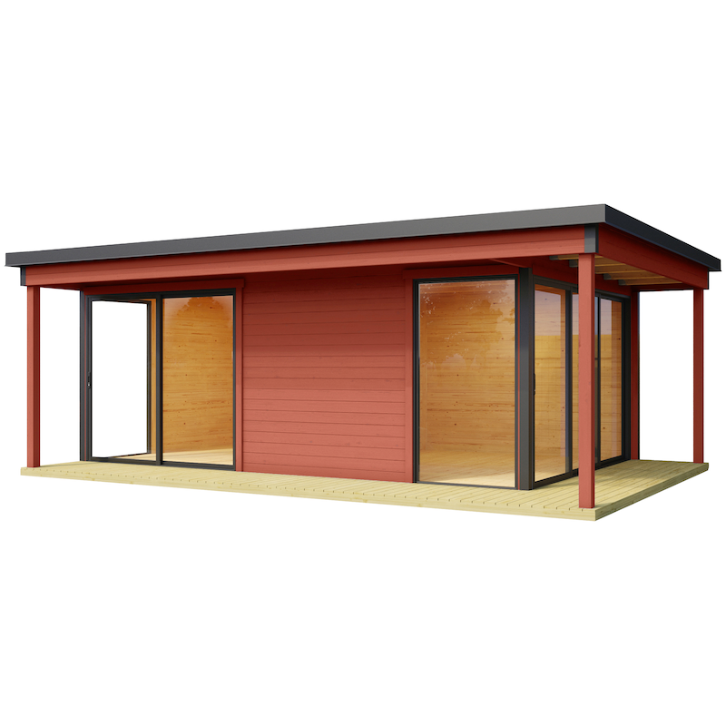 LASITA MAJA Gartenhaus »Domeo 3 Loggia Schwedenrot« mit Überdachung, Position der Zwischenwand flexibel Schwedenrot