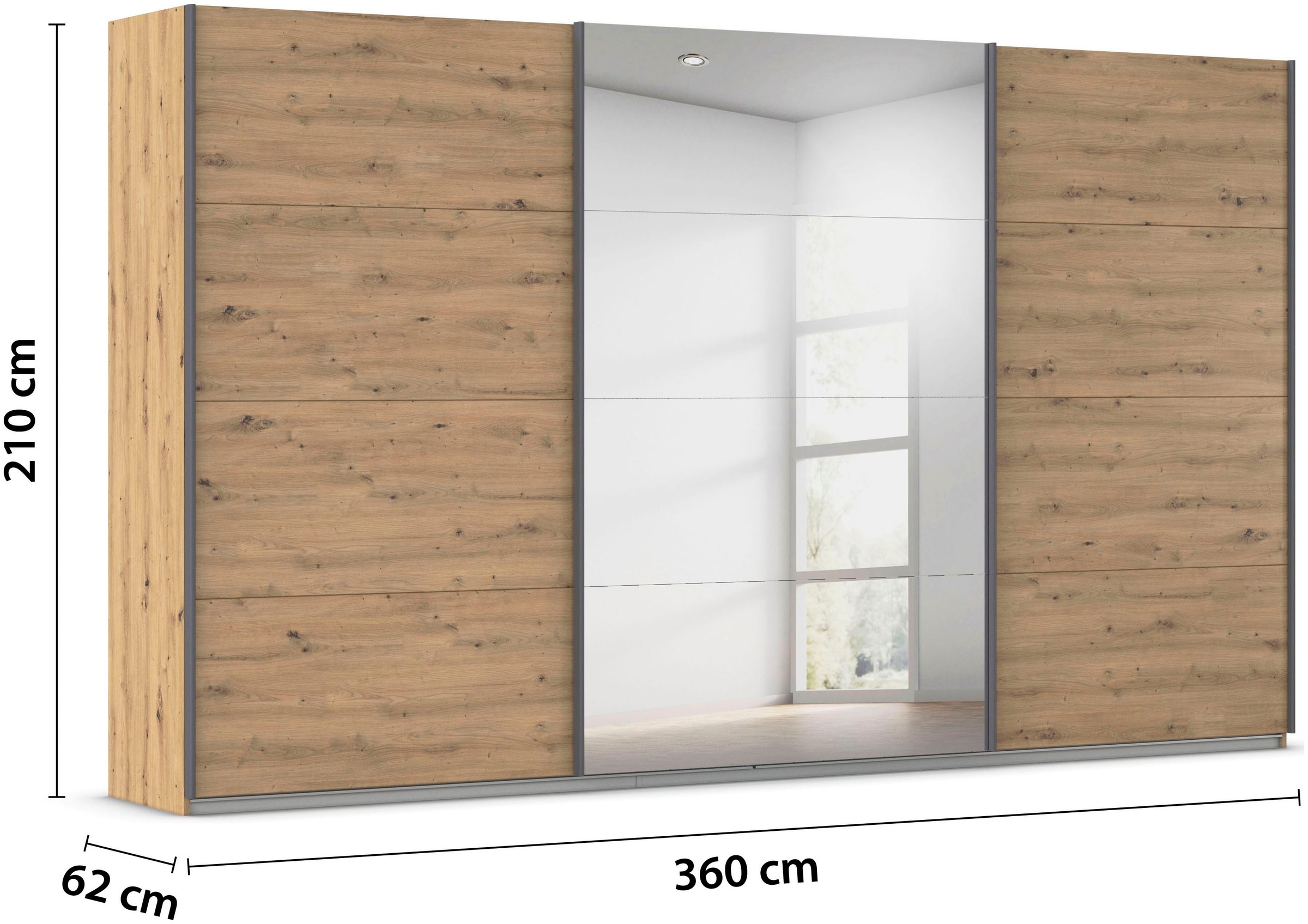 rauch Schwebetürenschrank »Kleiderschrank Schrank OTTO´S CHOICE Garderobe AGORDO«, (in zwei Griff-Farben), Top Innenausstattung, in 4 Breiten und 2 Höhen MADE IN GERMANY