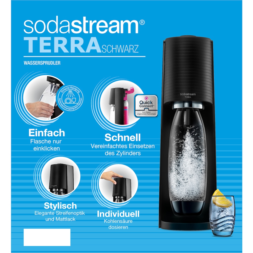 SodaStream Wassersprudler »TERRA Vorteilspack«, &CO2-Zylinder,1L, 0,5 LKunststoff-Flasche