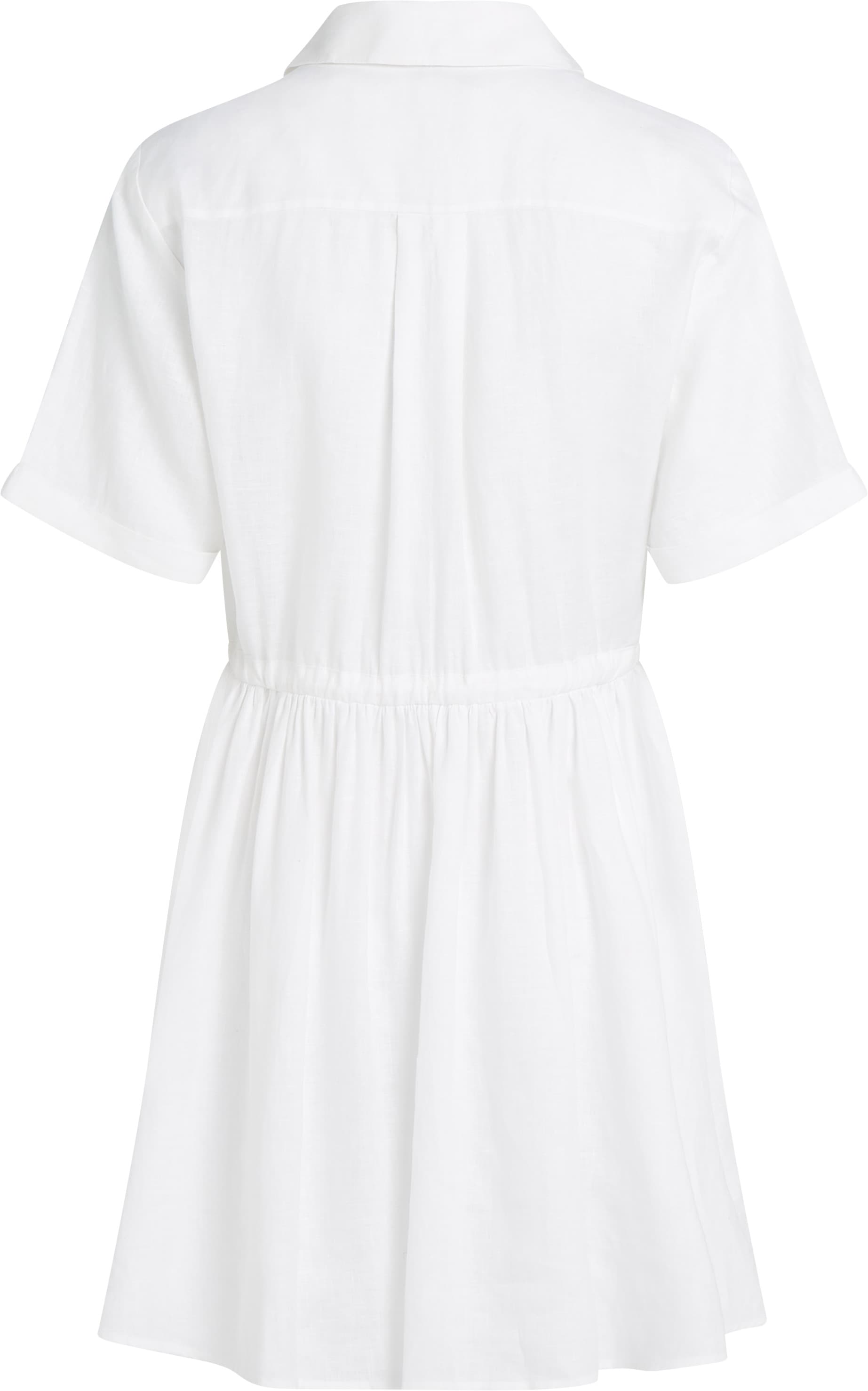 Tommy Hilfiger Hemdblusenkleid »ESS LINEN S/S SHORT DRESS«, mit Tunnelzug in der Taille, mit Rückenfalte,kühlendes Premium Leinen