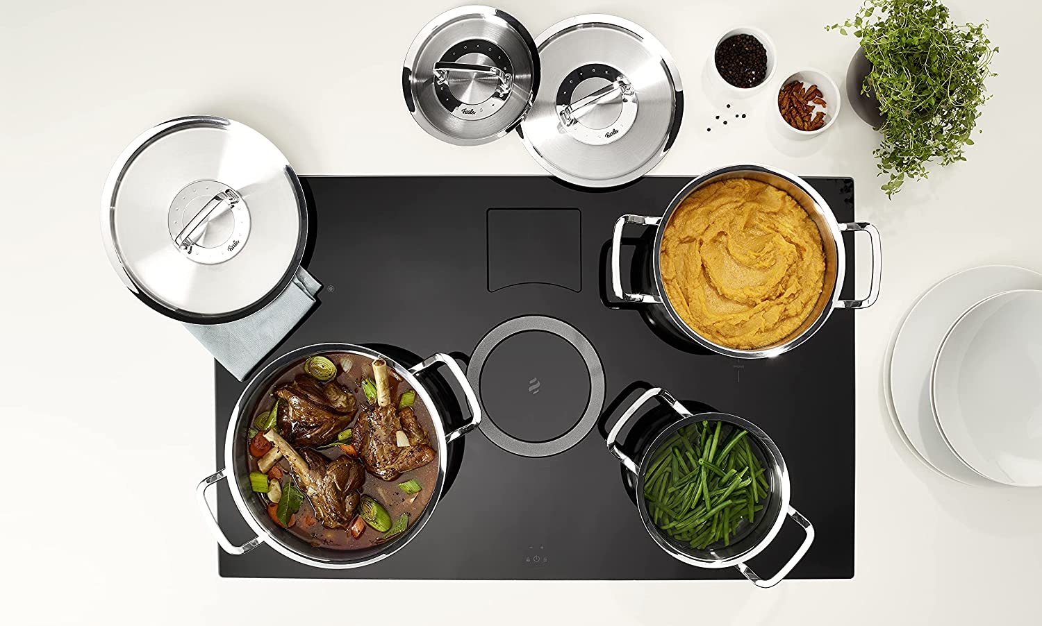 Fissler Kochtopf »ORIGINAL-PROFI COLLECTION®«, Edelstahl 18/10, (3 tlg.), mit breitem Schüttrand, Kaltmetallgriffen. Made in Germany