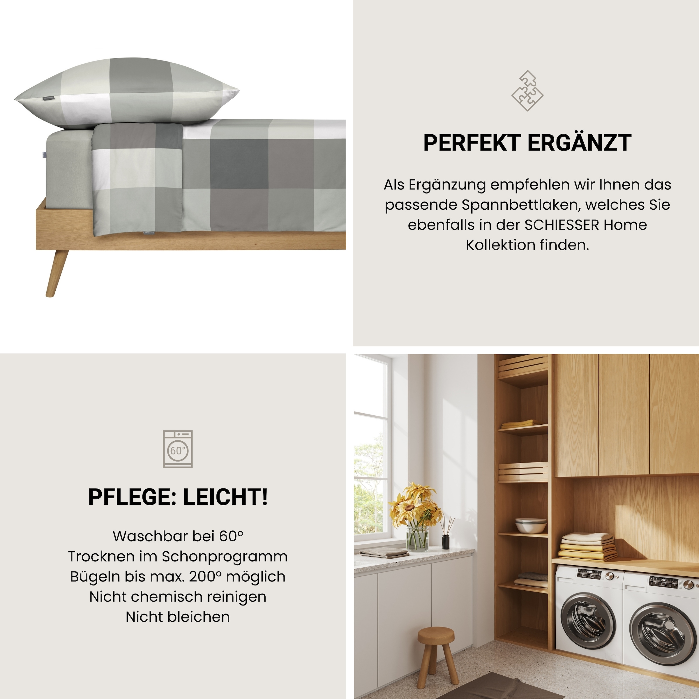 Schiesser Bettwäsche »Travis aus weicher Baumwolle mit zeitlosen Karos« 2 MADE IN GREEN by OEKO-TEX®
