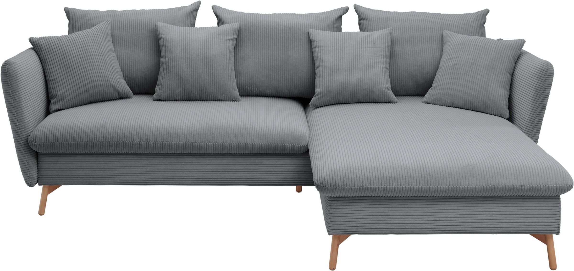 andas Ecksofa »MERLE, 258 cm, L-Form, traumhafter Cord,«, mit Bettfunktion und Bettkasten, Liegefläche 224 x 139