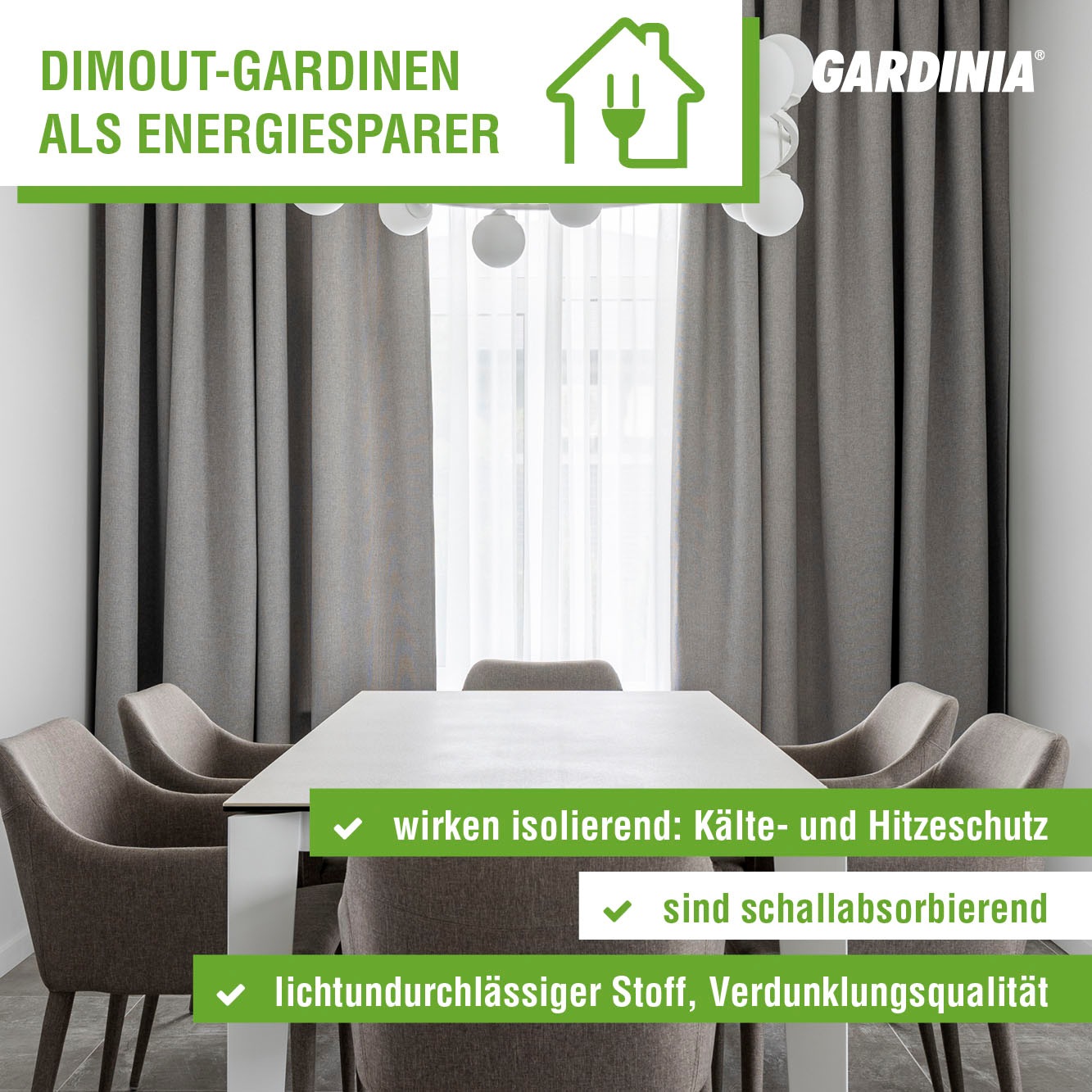 GARDINIA Gardine »Schal mit Gardinenband Dimout«, (1 St.), Stoff Dimout