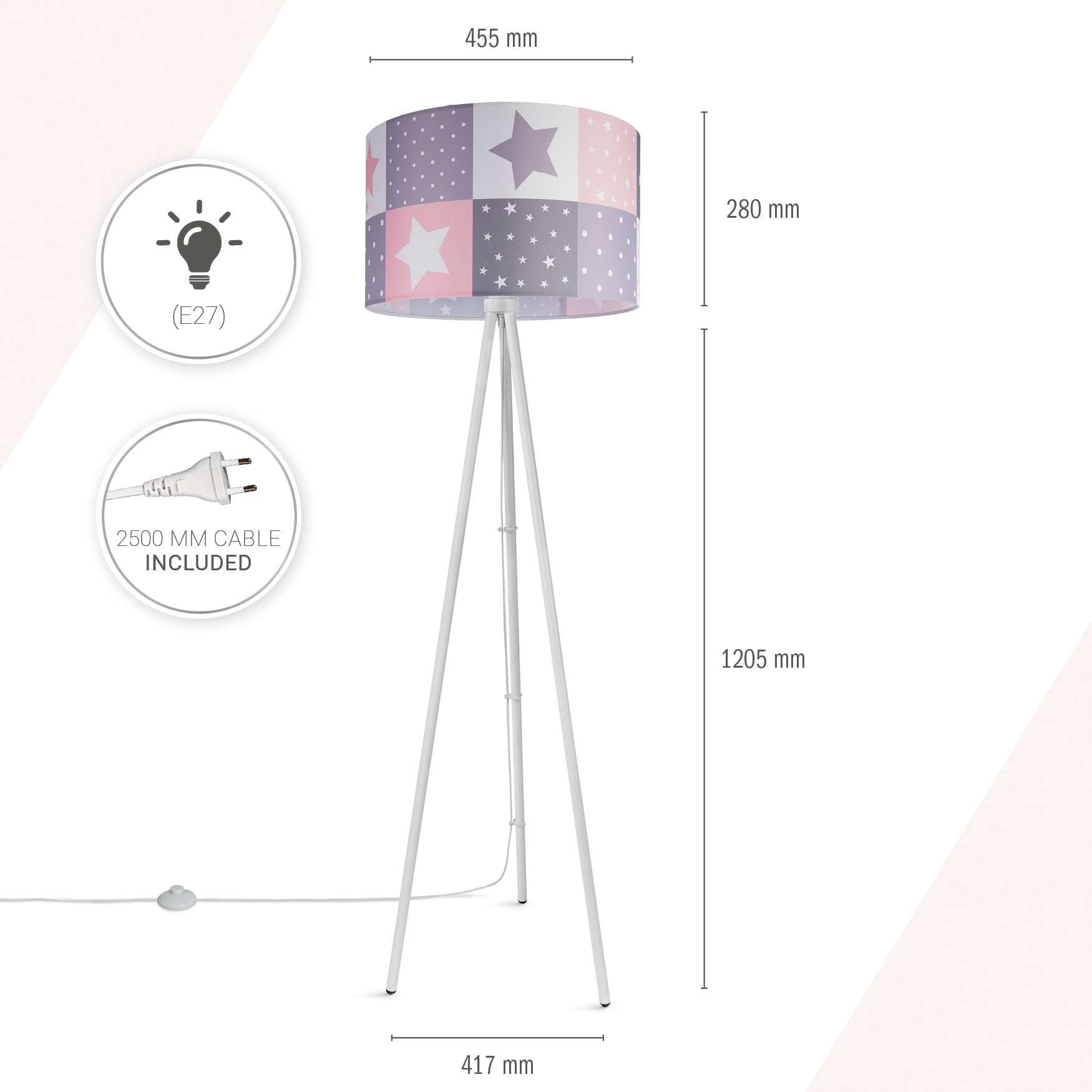 Paco Home Stehlampe »Trina Cosmo«, Leuchtmittel E27 | ohne Leuchtmittel, Kinderlampe LED Kinderzimmer Lampe Sternen Motiv, Stehleuchte E27