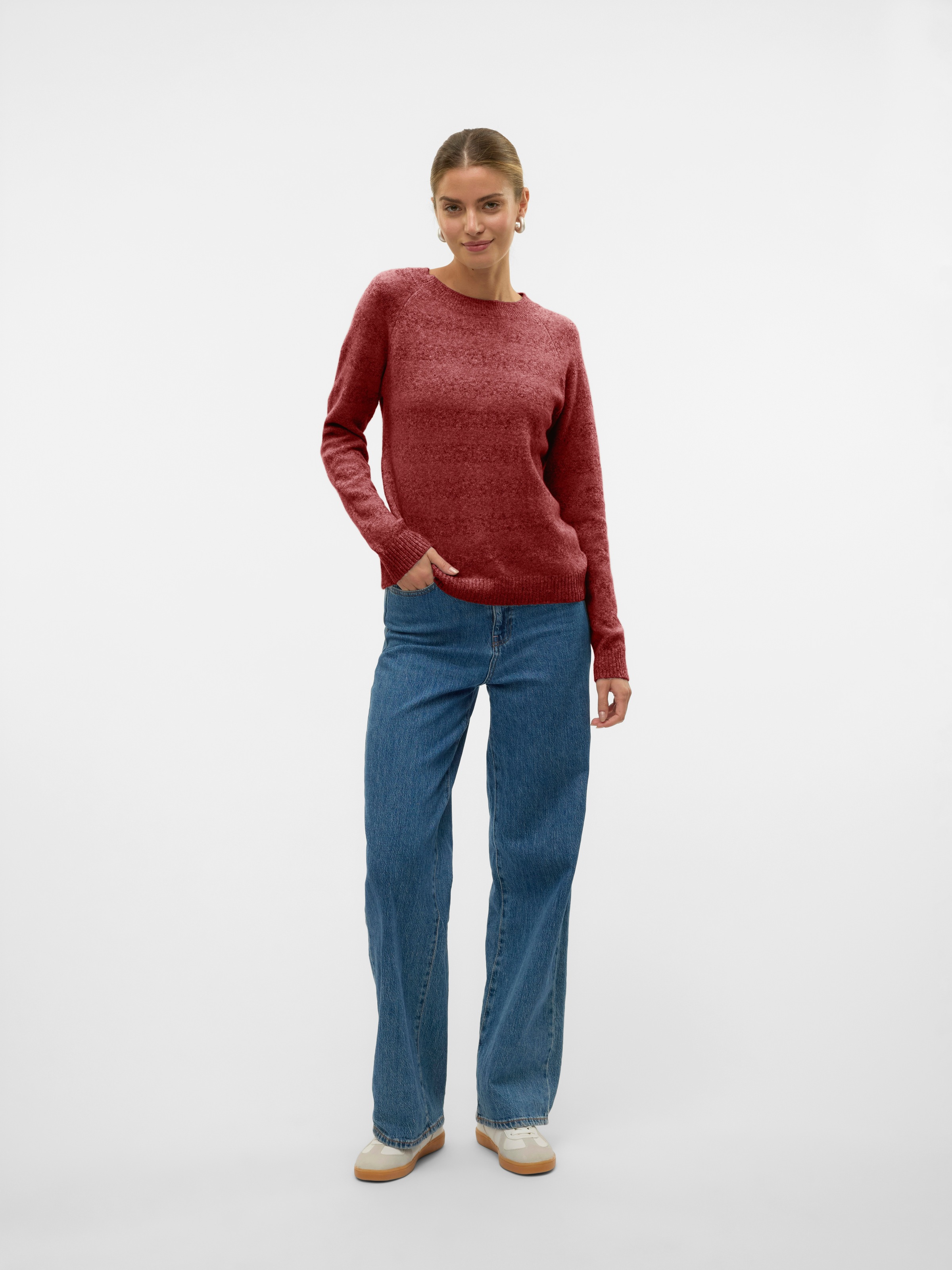 Vero Moda Rundhalspullover »VMDOFFY LS O-NECK BLOUSE GA NOOS« Materialmix, regular fit