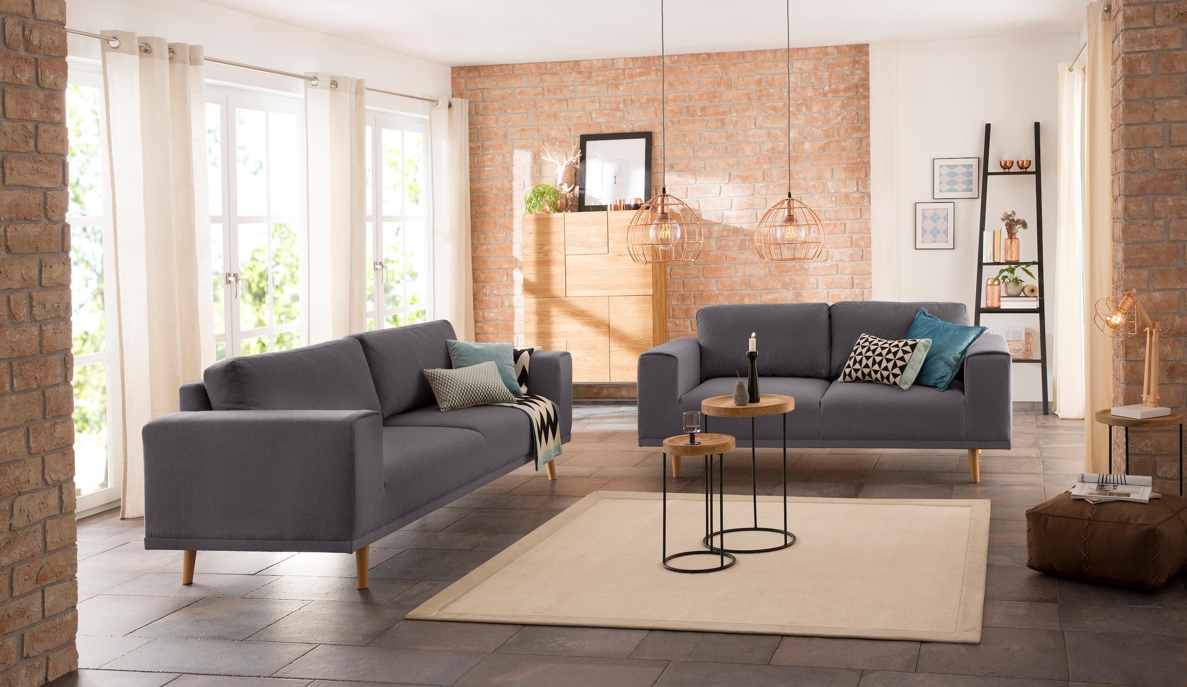 Home affaire 2-Sitzer »Lasse«, im scandinavischem Stil mit Holzfüßen