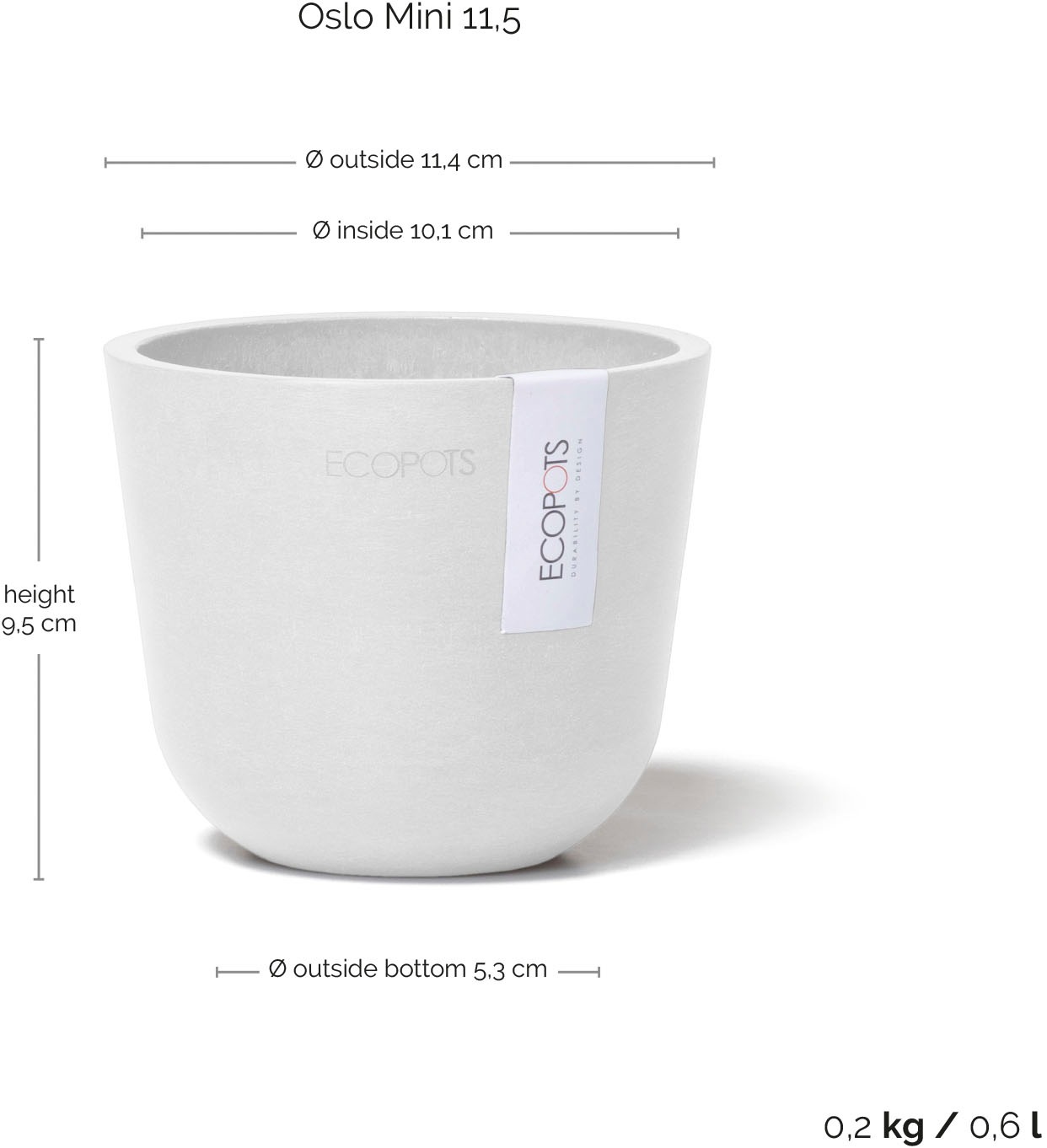 ECOPOTS Blumentopf »Oslo Mini 11,5 Weiß« für den Innenbereich