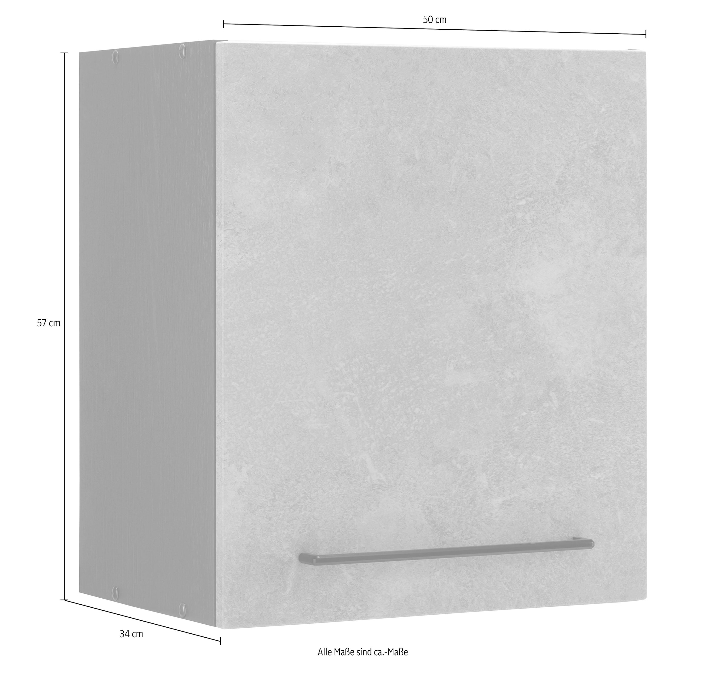 KOCHSTATION Hängeschrank »KS-Tulsa«, 50 cm breit, 57 cm hoch, 1 Tür, schwarzer Metallgriff, MDF Front