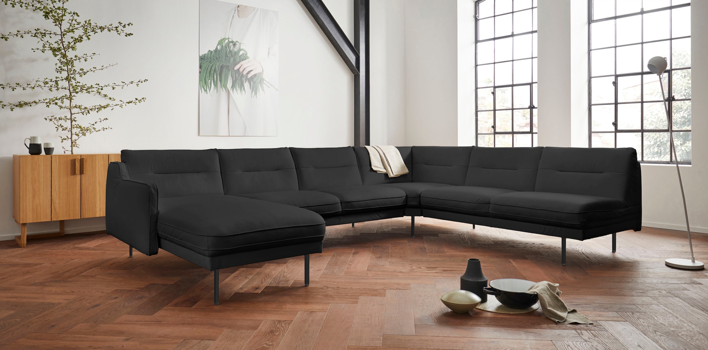 Home affaire Wohnlandschaft »Nordfyn U-Form« edles Design in 3 Bezugsqualit günstig online kaufen