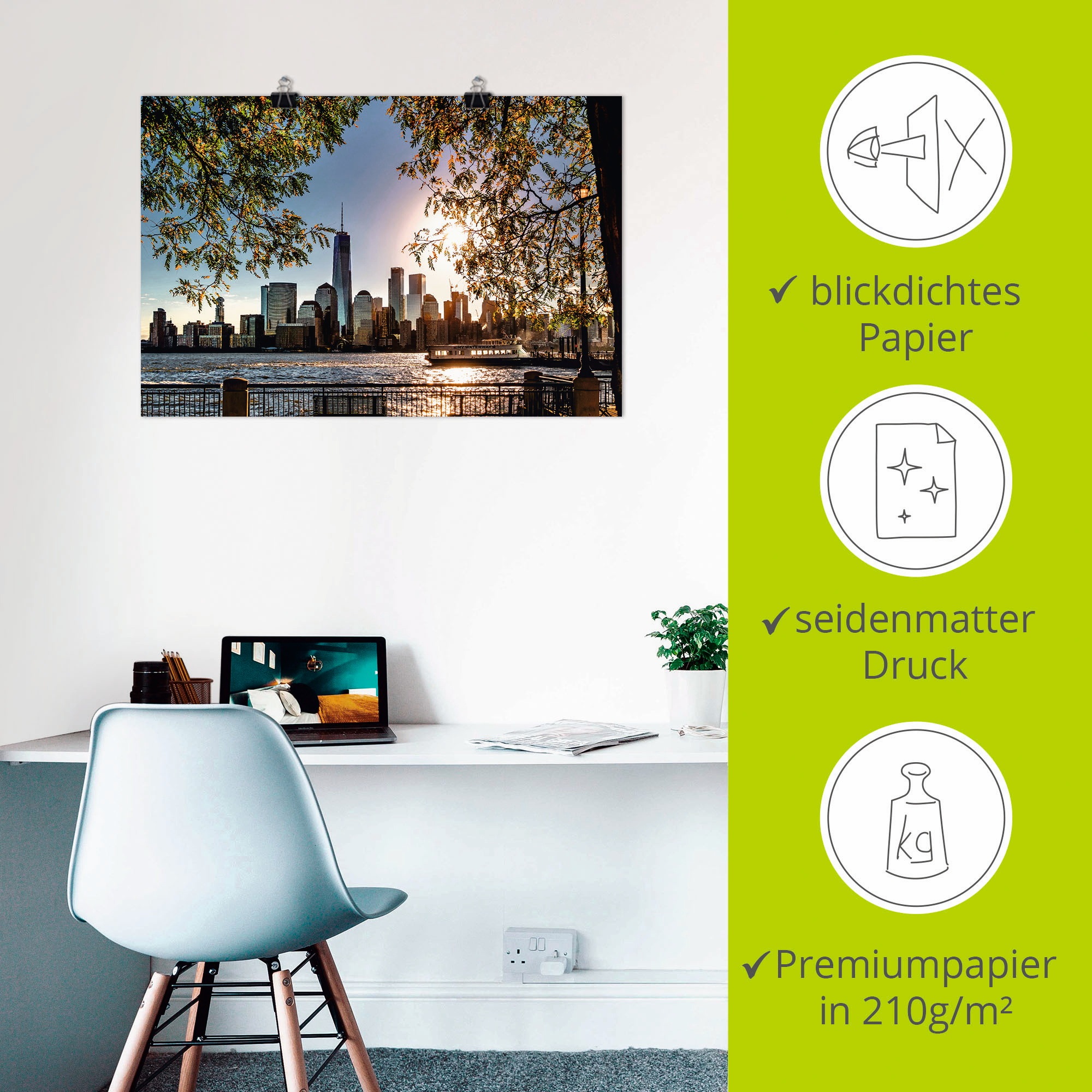 Artland Wandbild »Sonnenaufgang über New York« Amerika 1 Stk. tlg. als Leinwandbild, Poster in verschied. Größen