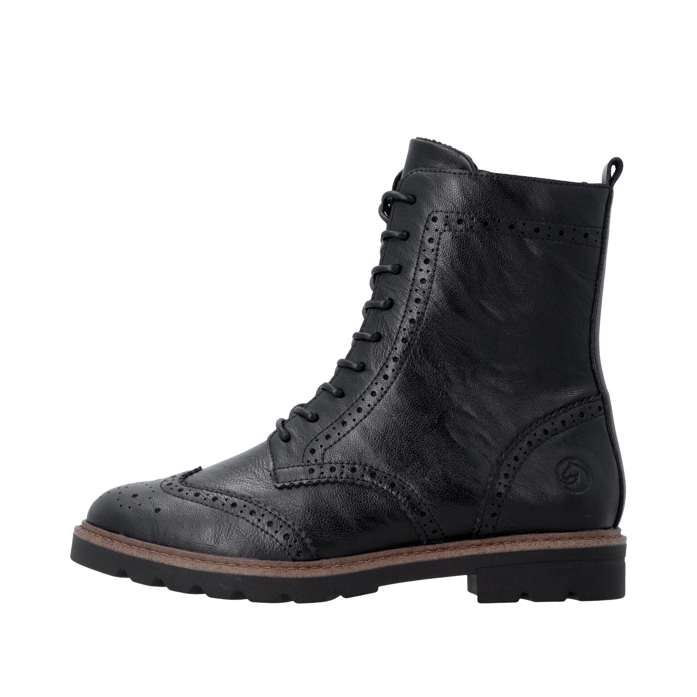 Remonte Schnürstiefelette  Blockabsatz, Schnürboots mit Ziernähten und Lyralochmuster
