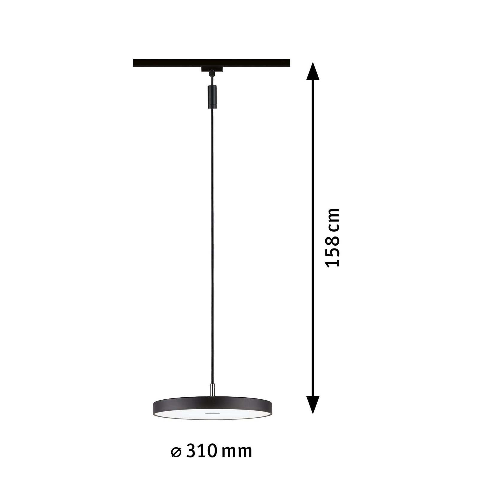 Paulmann Schienensystem-Leuchten »URail Pendel Hildor 850lm 15W 4000K 230V Chrom matt«, 3-Step-Dimmbar