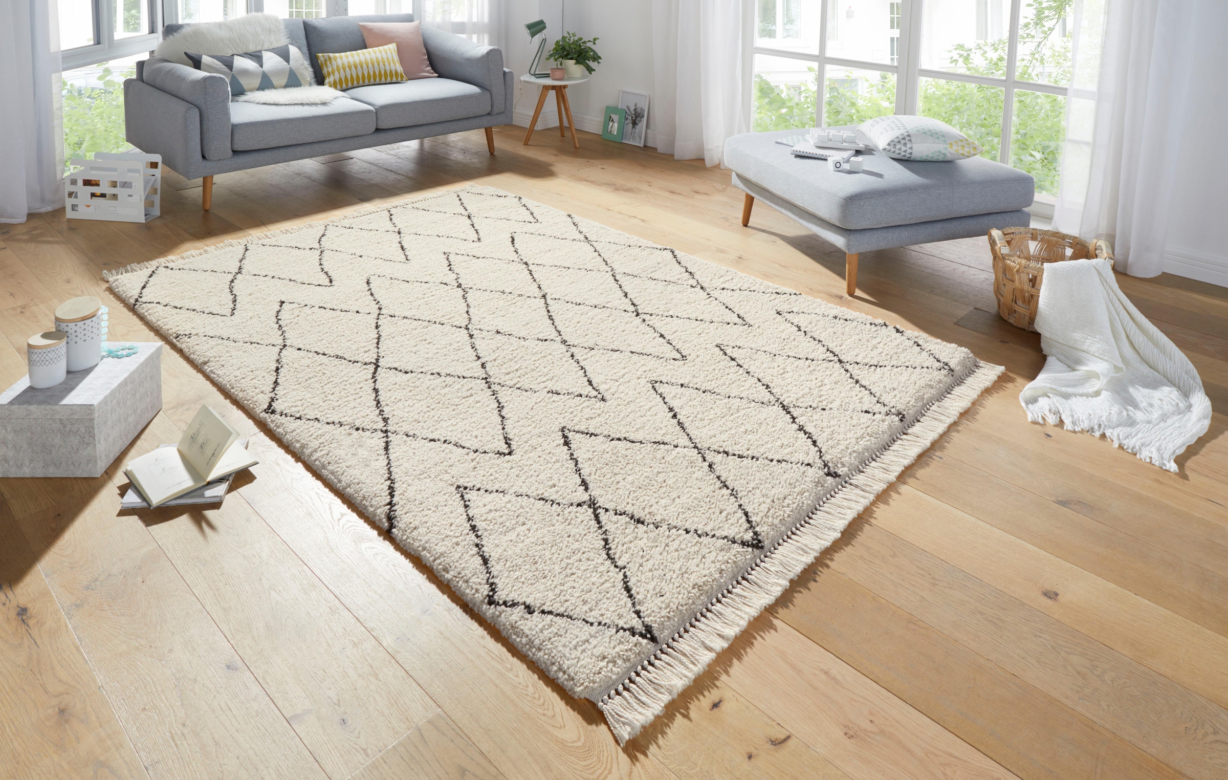HANSE Home Hochflor-Teppich »Jade«, rechteckig, 35 mm Höhe, Shaggy, Fransen, Skandi, Weich, Modern, Wohnzimmer, Schlafzimmer, Flur