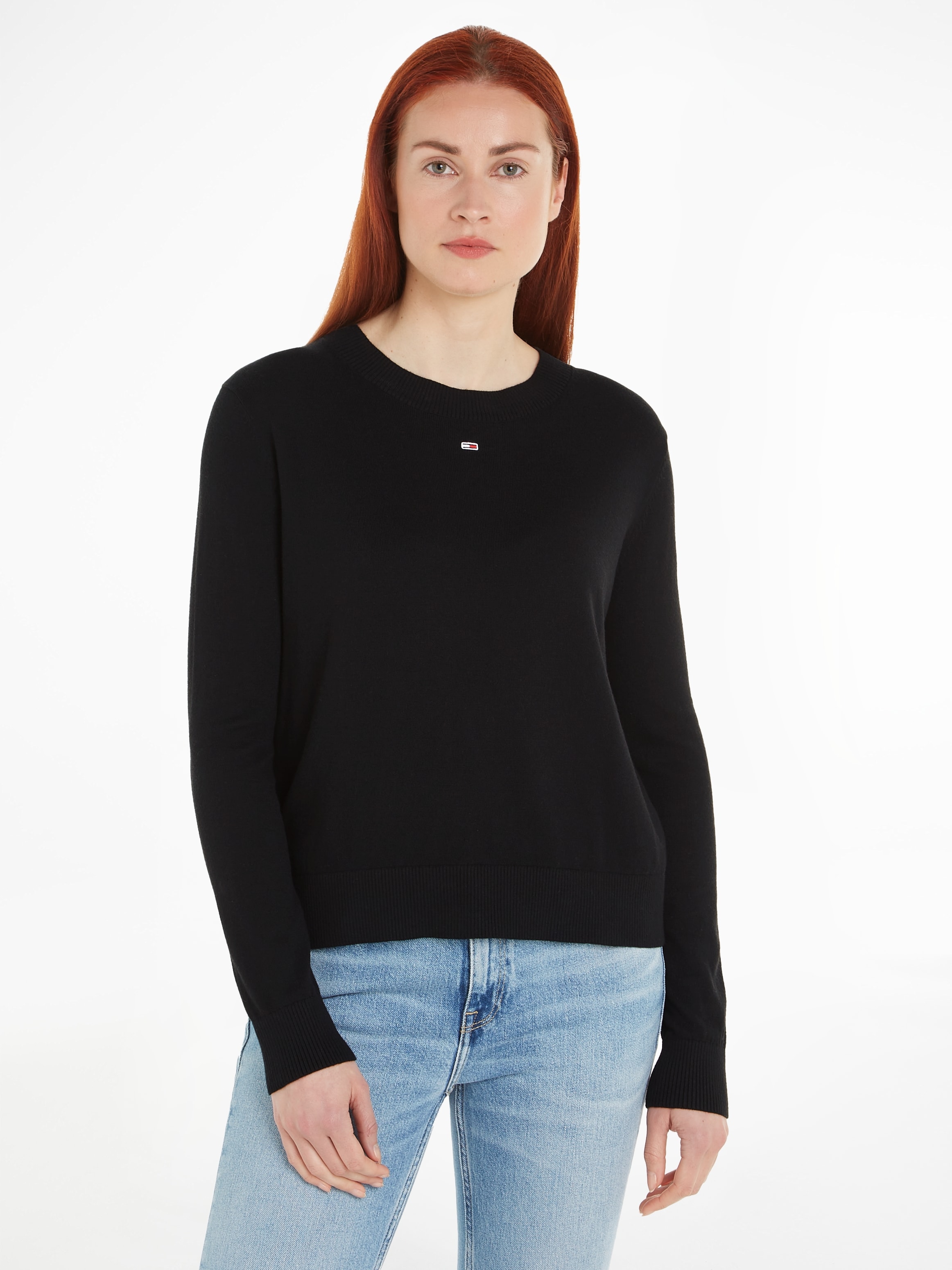 Tommy Jeans Strickpullover »TJW ESSENTIAL CREW NECK SWEATER«, mit Logostickerei