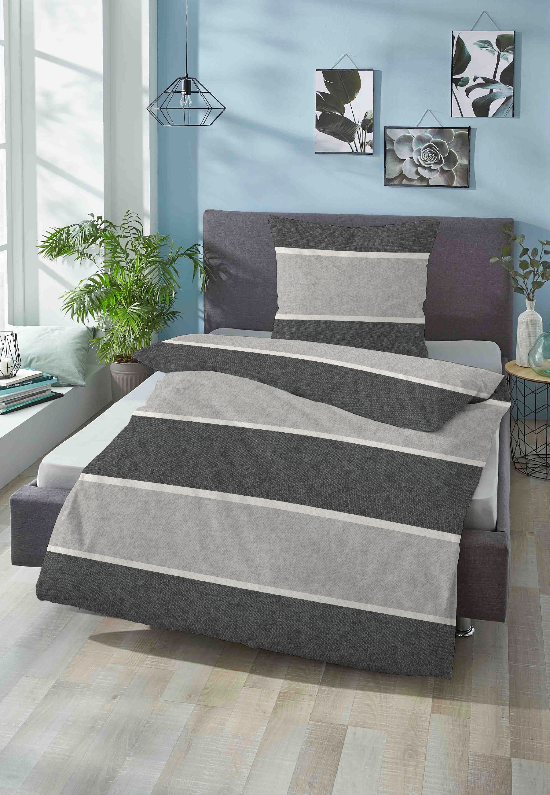 Biberna Bettwäsche »Jonas«, kuschelig warm, weich, pflegeleicht, 100% Baumwolle, made in Germany