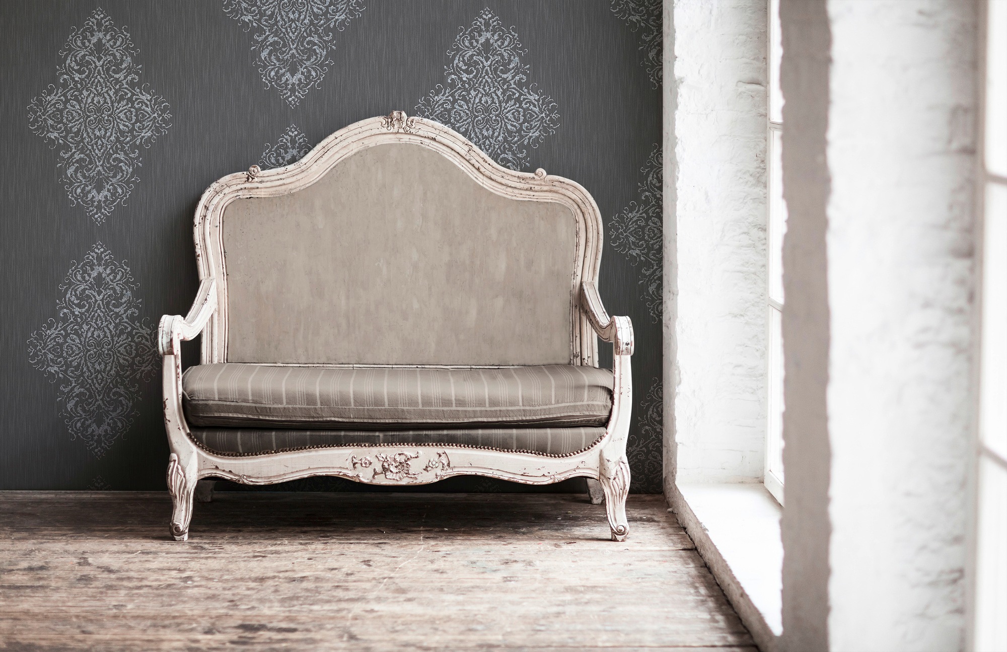 Architects Paper Textiltapete »Luxury wallpaper«, Barock-ornamental-gemustert, Textil Tapete Barock Metallic Effekt Tapeten Wohnzimmer Schlafzimmer
