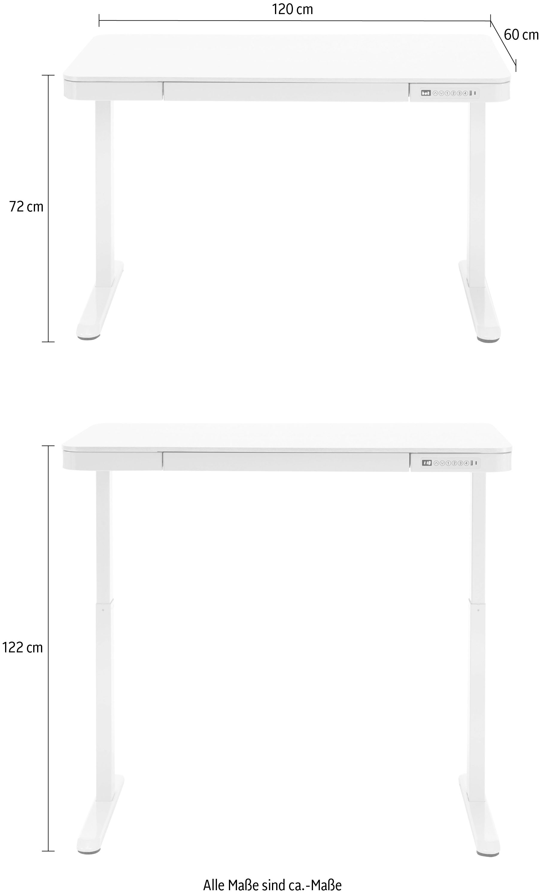 MCA furniture Schreibtisch »Barco«, elektrisch höhenverstellbar von 72-122 cm, Breite 120 cm