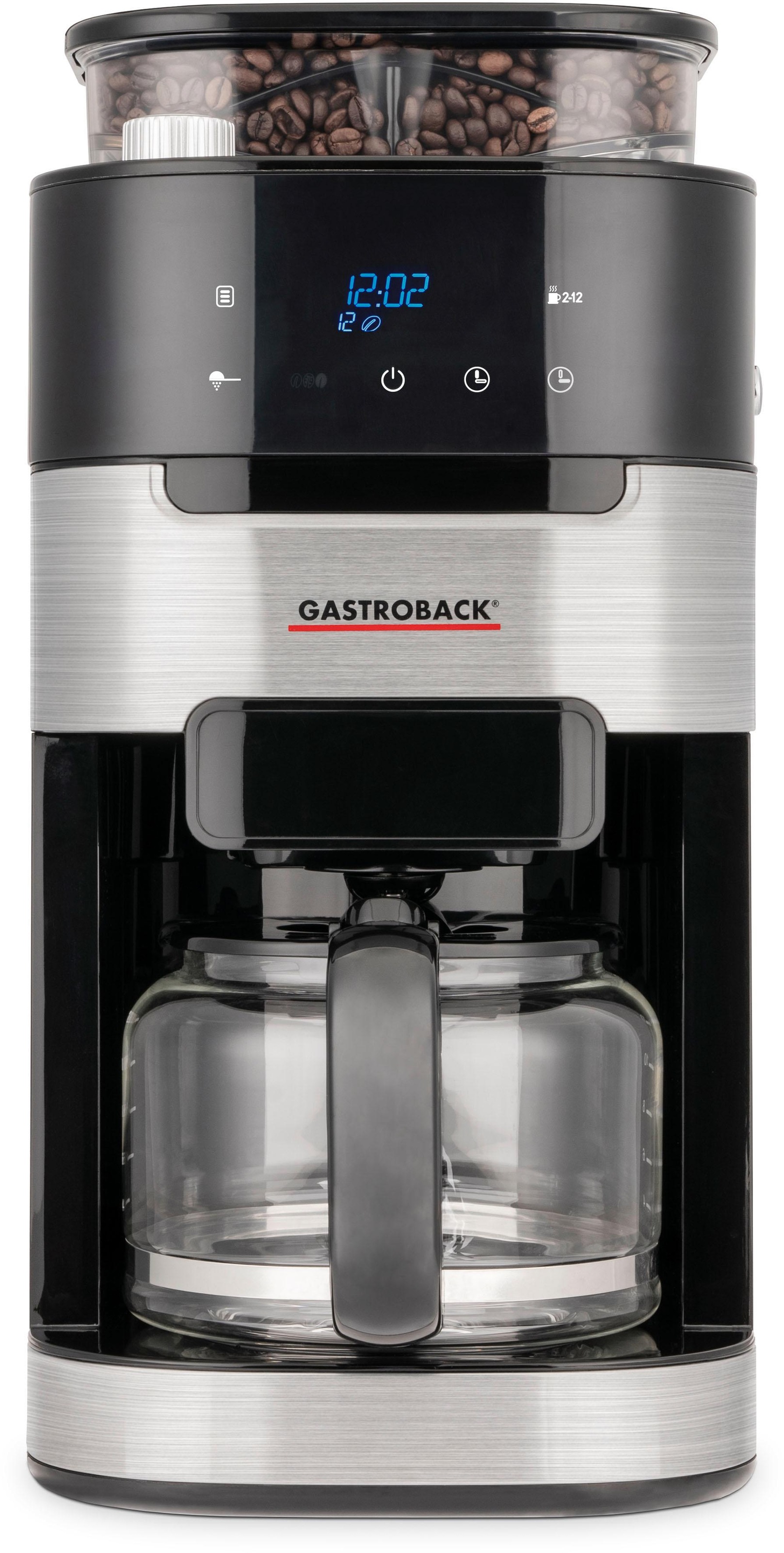 Gastroback Kaffeemaschine mit Mahlwerk »Grind & Brew Pro 42711«, 1,5 l Kaffeekanne, Permanentfilter, Timerfunktion, auch für Kaffeepulver verwendbar, Warmhaltefunktion