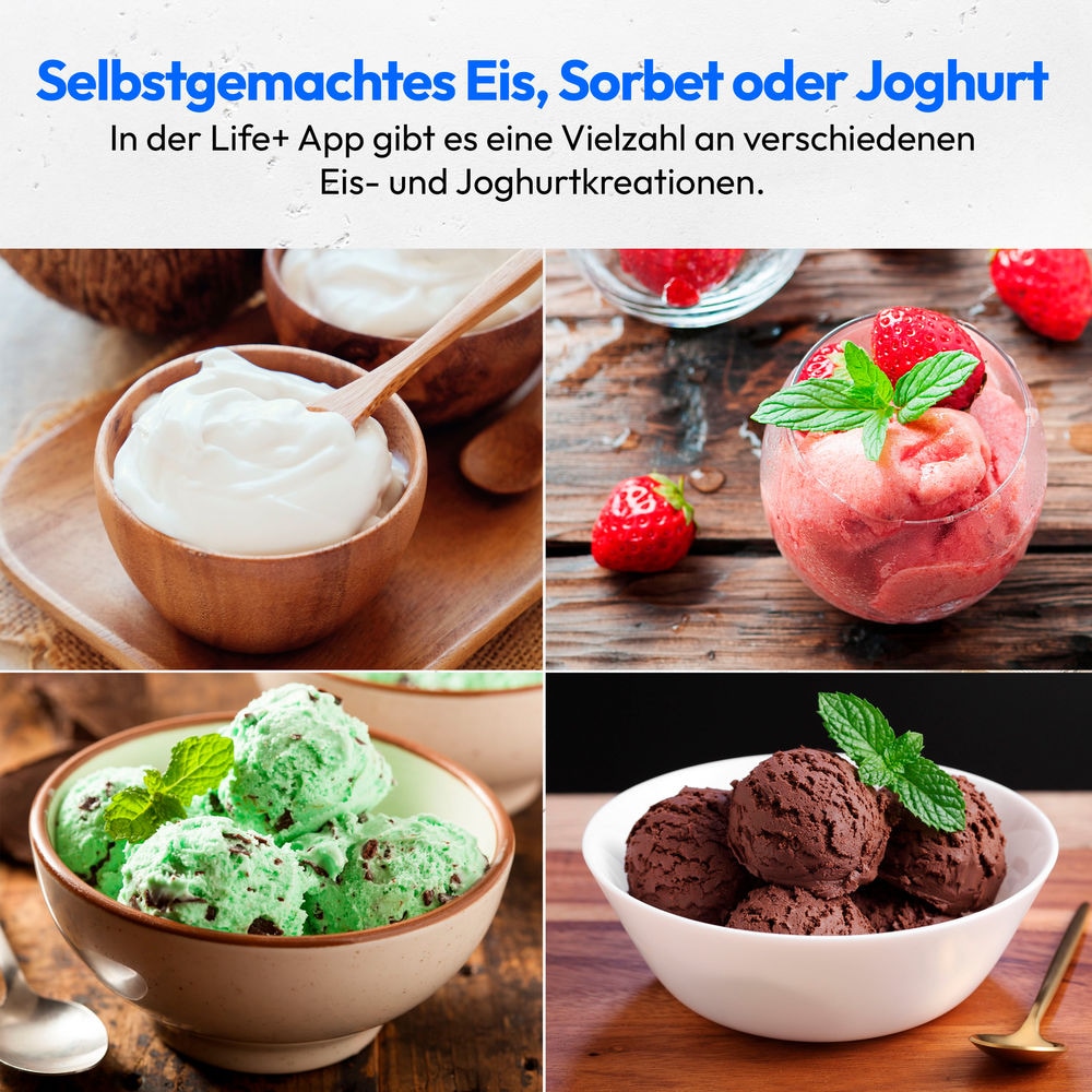 Medion® Eismaschine »MD 12170, Rezeptfunktion über die App«, 220 W, 2 Liter, herausnehmbarer Edelstahl-Eisbehälter