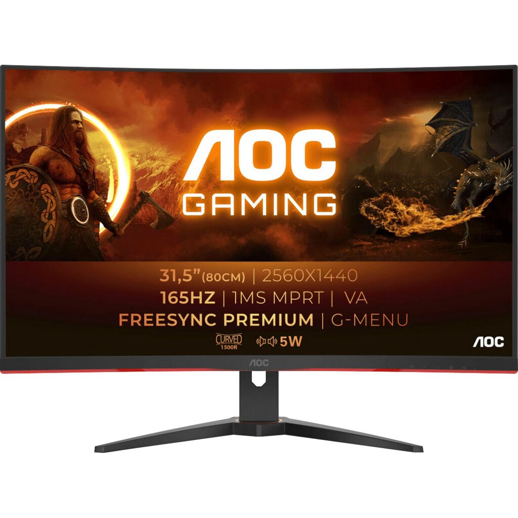 AOC Curved-Gaming-Monitor »CQ32G2SE/BK«, 80 cm/31,5 Zoll, 2560 x 1440 px, QHD, 1 ms Reaktionszeit, 165 Hz