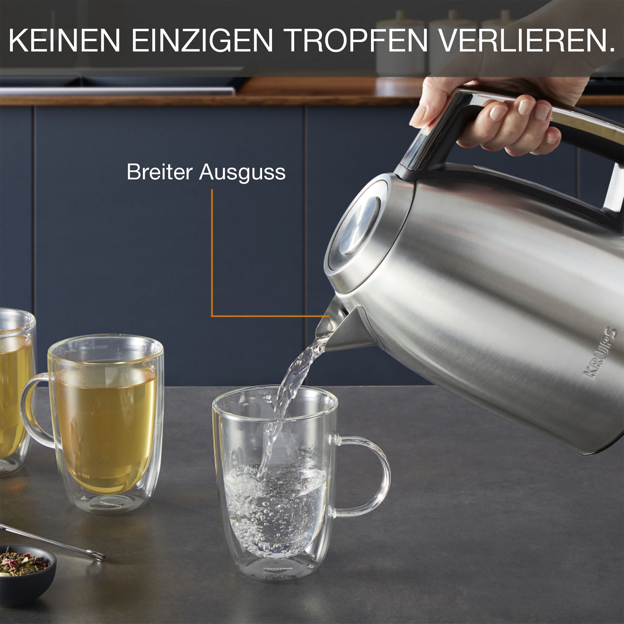 Krups Wasserkocher »BW552D Excellence«, 1,7 l, 2400 W, Auto Shut-Off, 360° drehbarer Sockel, Wasserstand am Griff