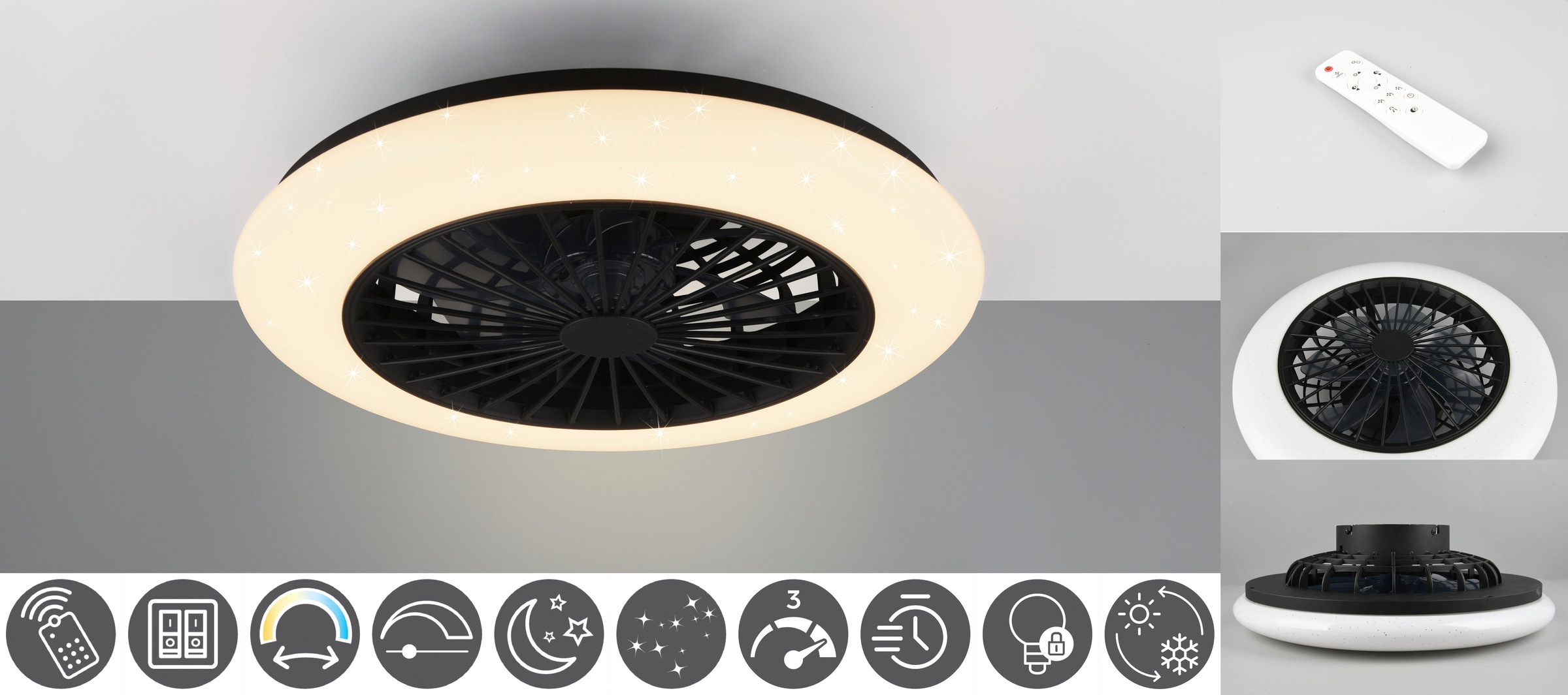 TRIO Leuchten LED Deckenleuchte »Stralsund«, mit Ventilator, Fernbedienung, günstig online kaufen