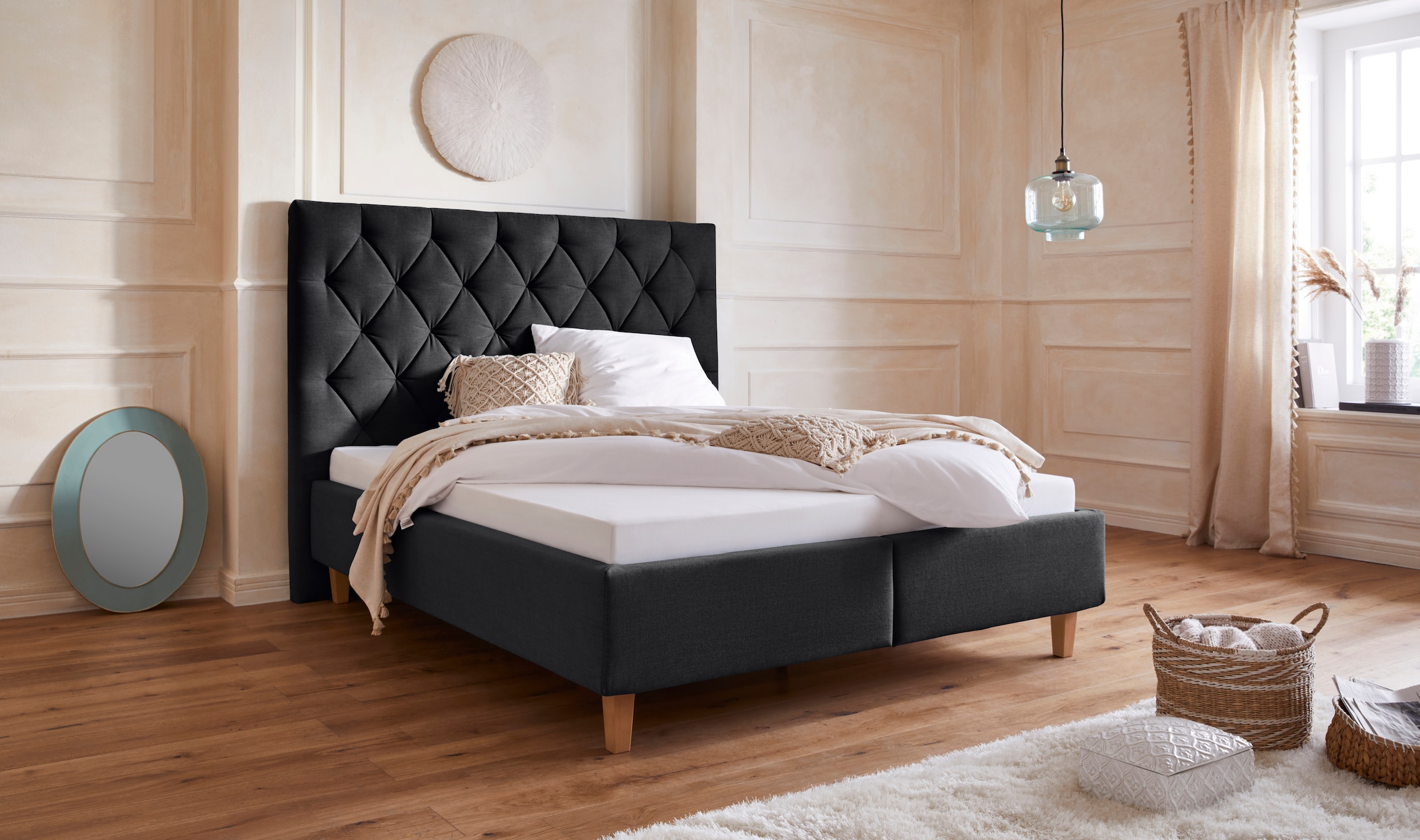 Home affaire Polsterbett »Sunley 140« Kreuzsteppung, Kopfteilhöhe 142 cm, o günstig online kaufen