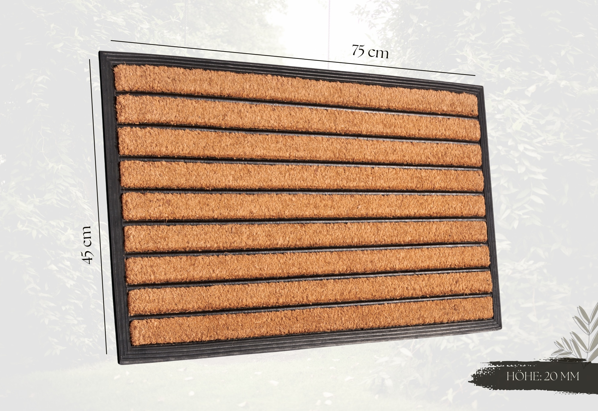 HANSE Home Fußmatte »Mix Mats Gummi Kokos Striped, Türmatte«, rechteckig, 20 mm Höhe, Strapazierfähig, pflegeleicht, robust, wetterfest, UV-beständig