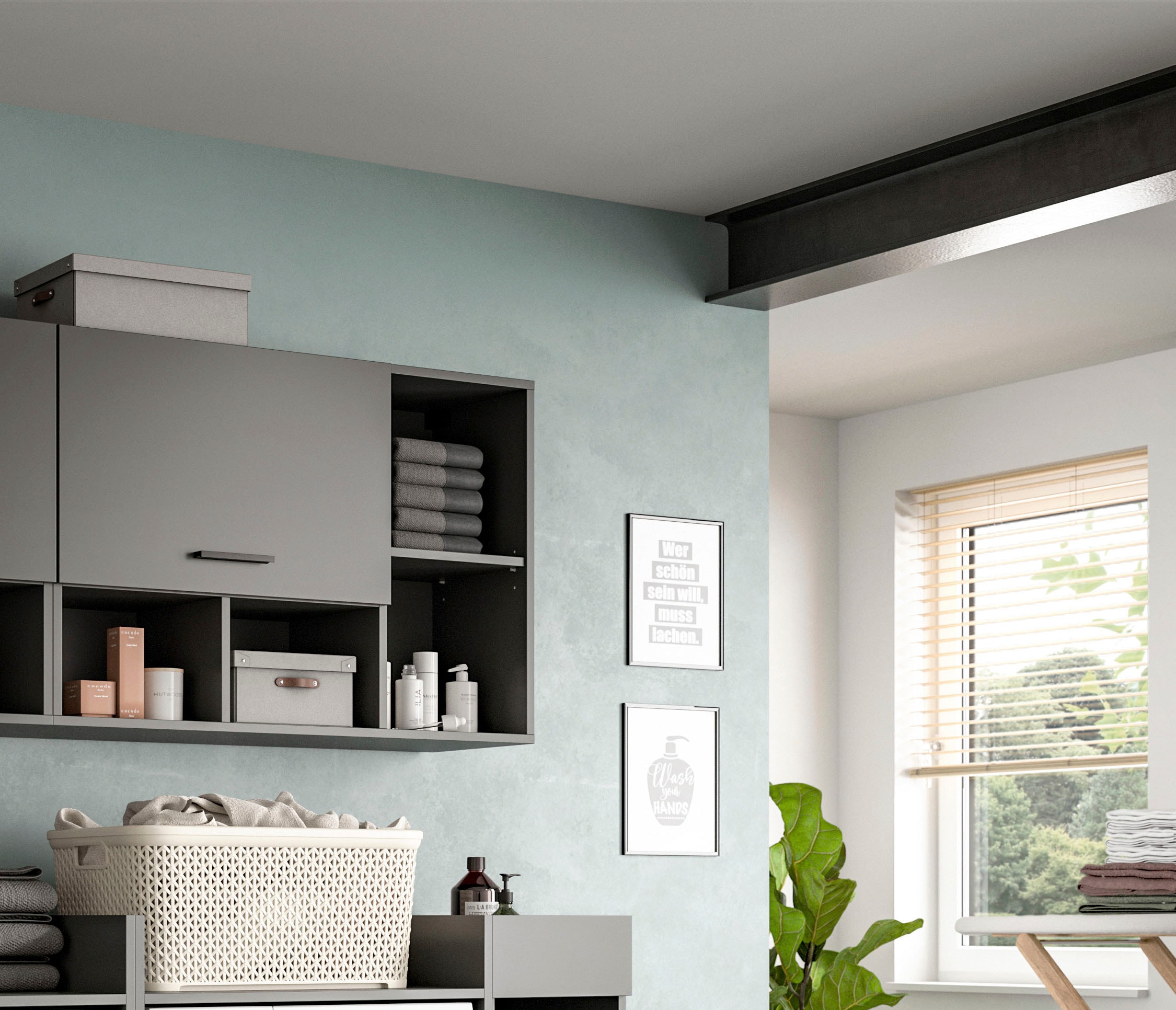 welltime Hängeschrank »FALAS, TOPSELLER! Breite 95cm, 1 Klappe, 5 Fächer«, (1 St., in verschiedenen Farben erhältlich), Schrank, Wandschrank, Badschrank, Wäscheschrank