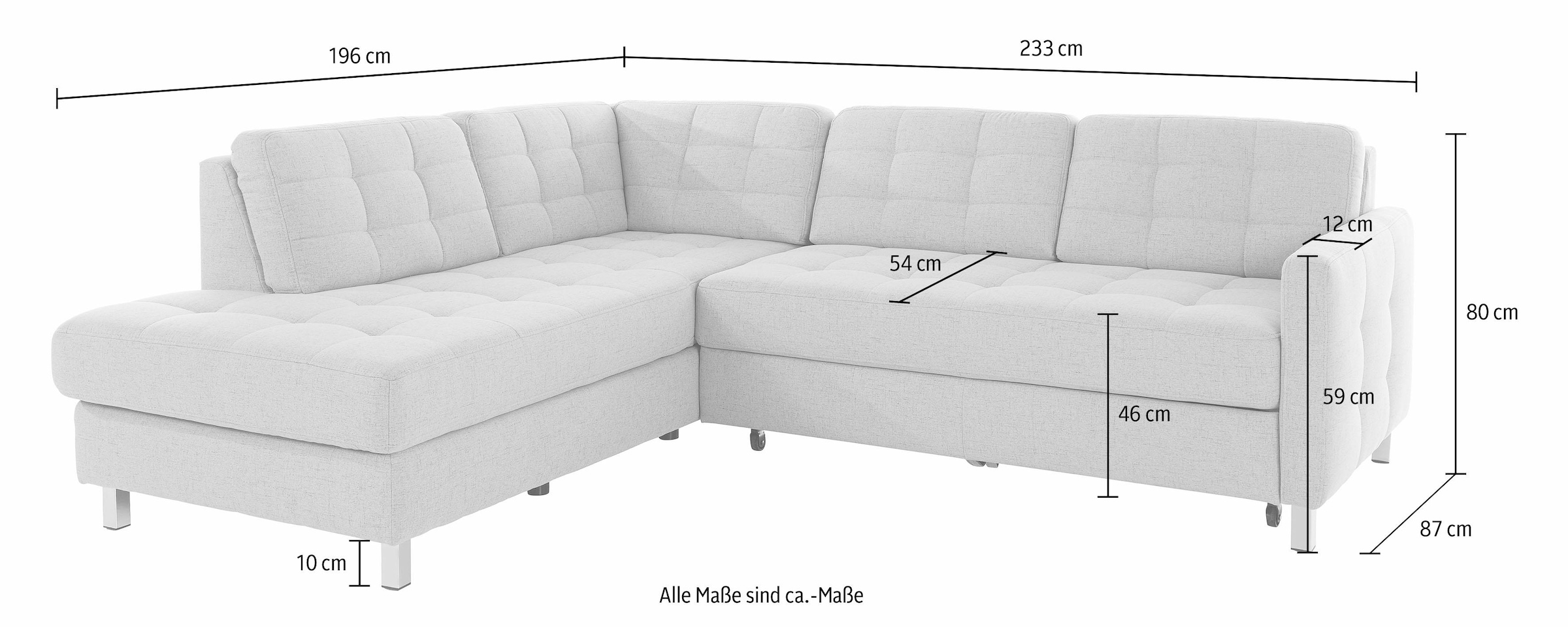 sit&more Ecksofa »Picasso L-Form«, wahlweise mit Bettfunktion und Bettkasten