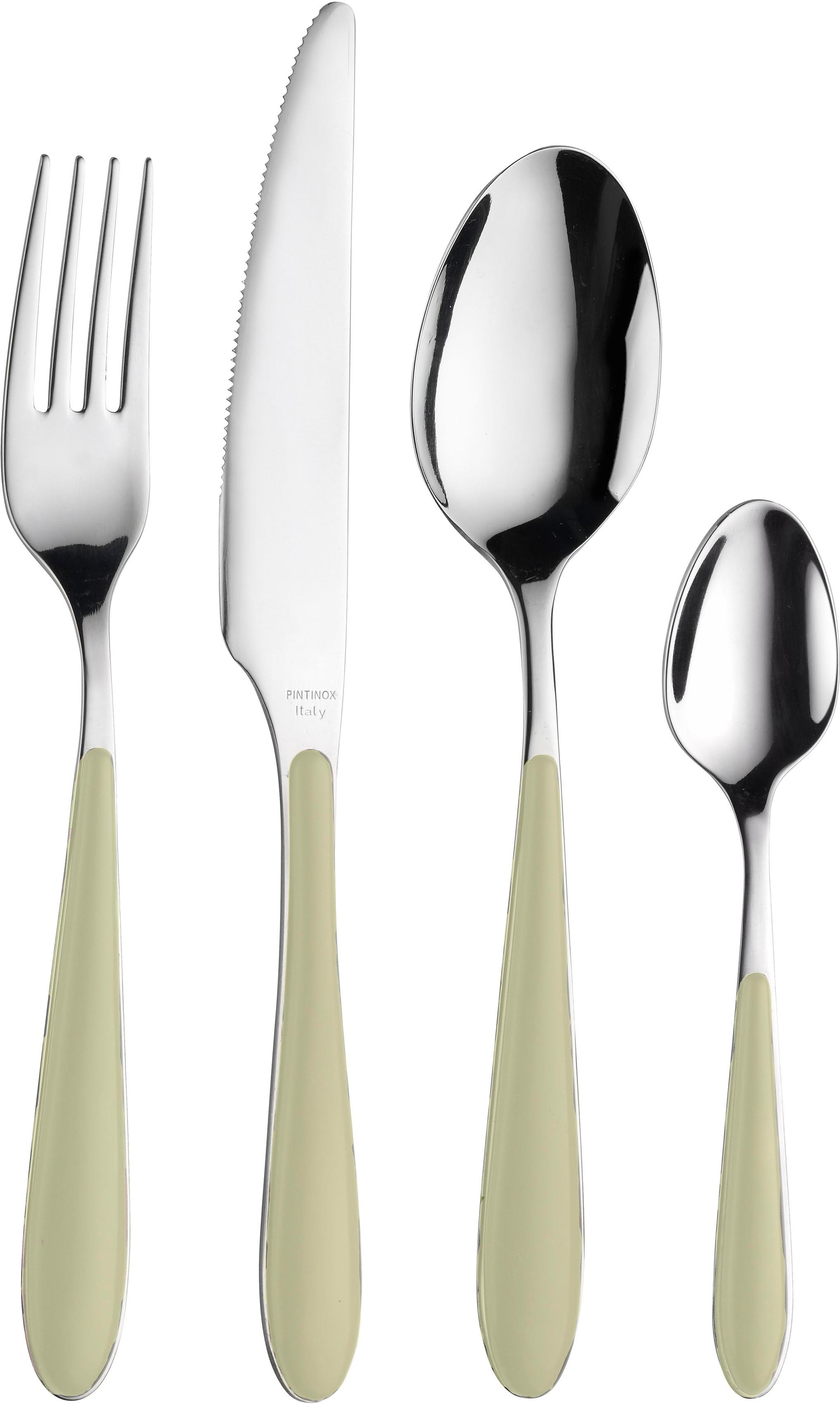 PINTINOX Besteck-Set »Canaletto« mit Kunststoffgriff, spülmaschinengeeignet edelstahlfarben/hellbraun