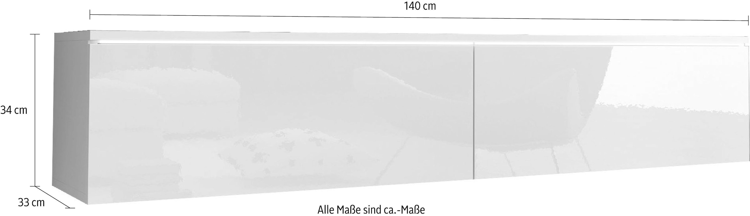 INOSIGN Lowboard »LOWBOARD VERA«, moderne grifflose TV-Board, TV-Schrank 140 cm, stehend und hängend