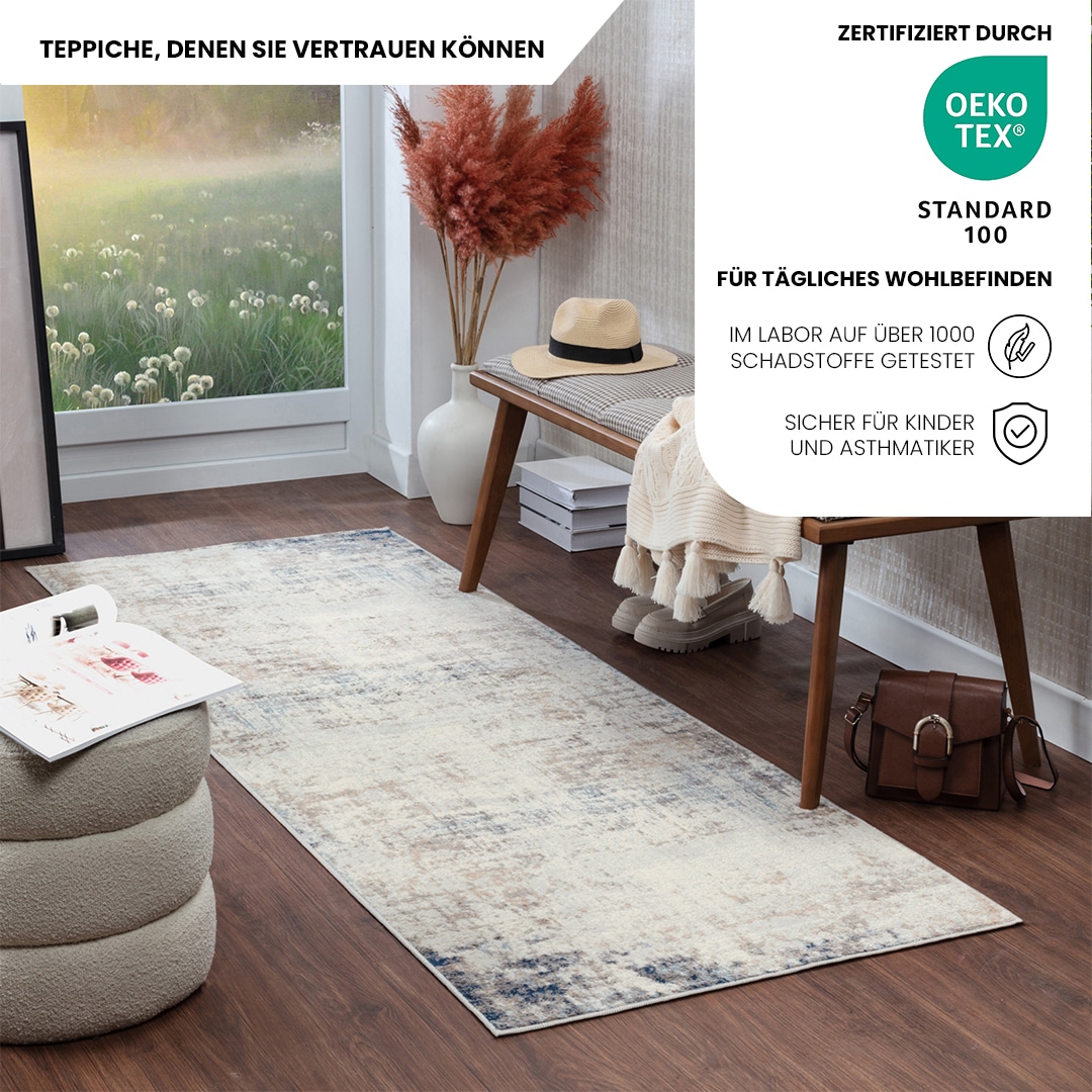 Livabliss Teppich »UTRECHT«, rechteckig, 9 mm Höhe, Designerteppich in Marmor Optik, Kurzflor Wohnzimmerteppich/Läufer