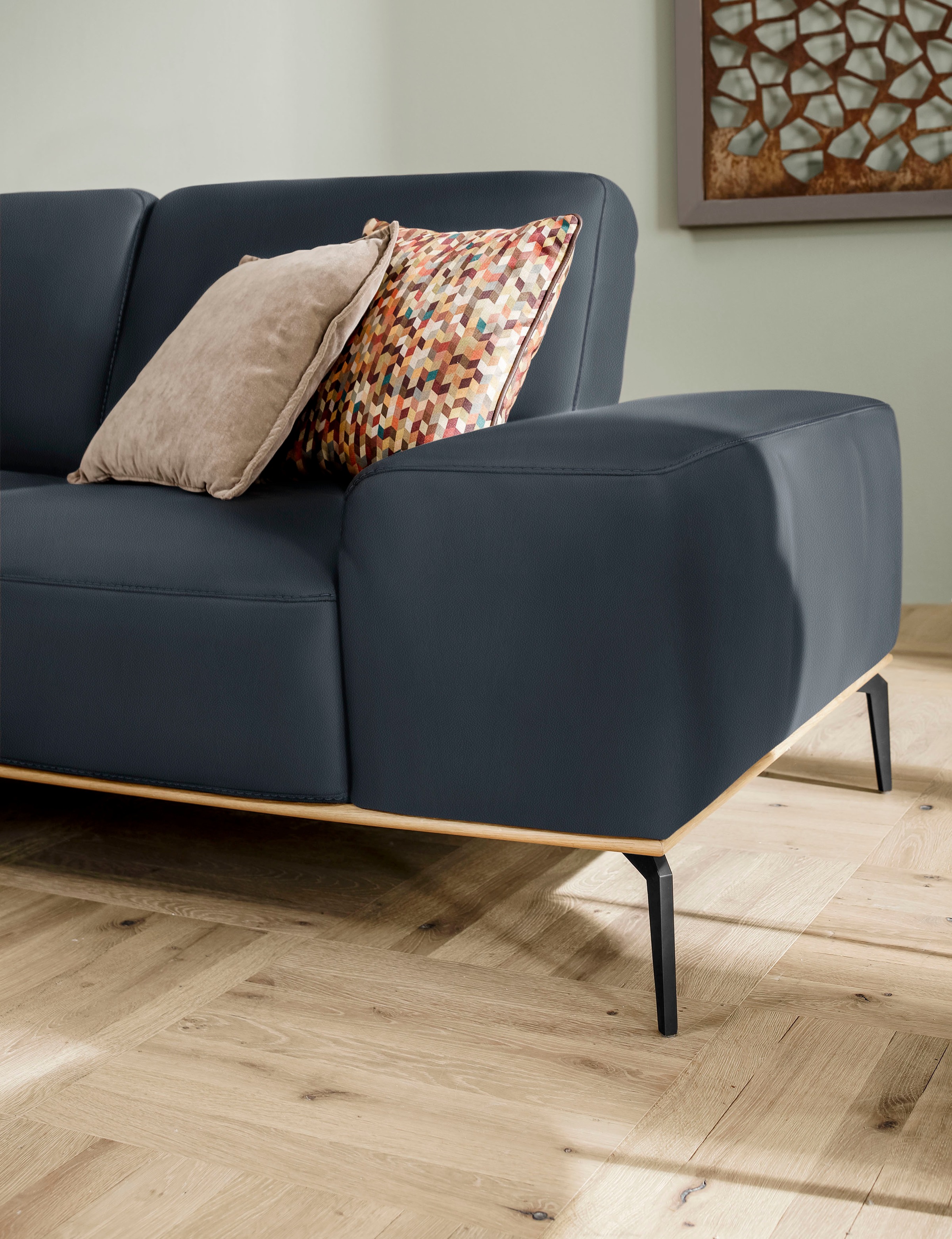 W.SCHILLIG Ecksofa »run, Designsofa mit tollem Sitzkomfort, bequem, L-Form«, mit Holzsockel, Füße in Schwarz pulverbeschichtet, Breite 299 cm