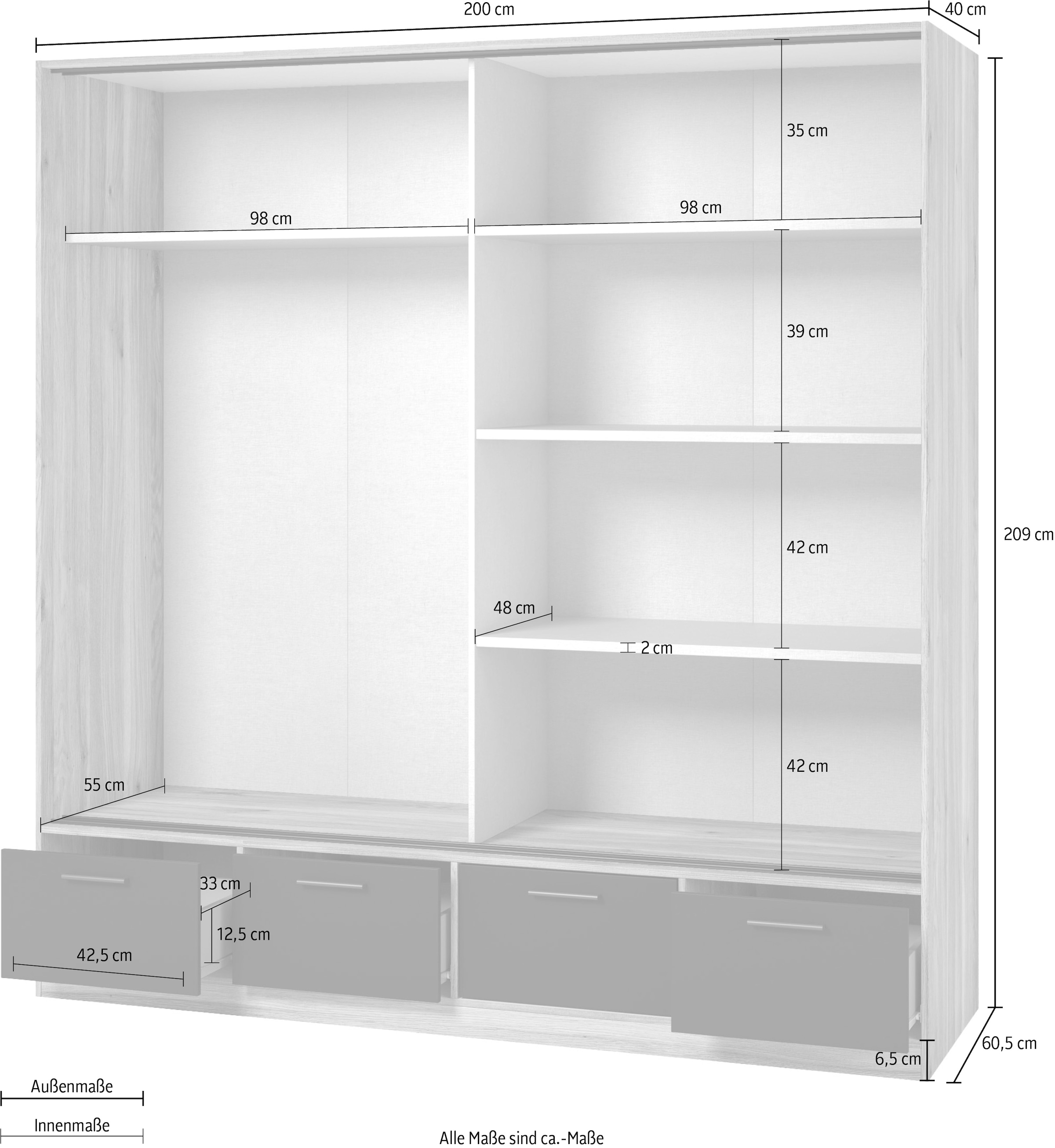 INOSIGN Schwebetürenschrank »Faweza«, mit Spiegeltür und Schubladen