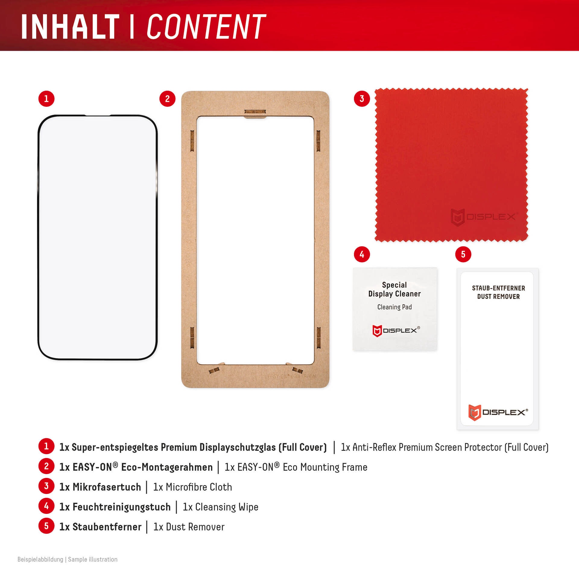 Displex Displayschutzglas »Premium Glass Full Cover Anti-Reflex«, für Apple iPhone 16 Pro, (1 St.), Displayschutzfolie, Schutzfolie, Bildschirmschutz, kratz- & stoßfest