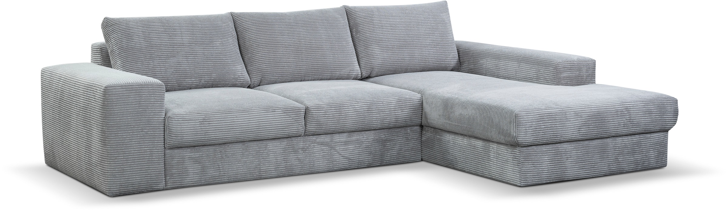 WERK2 Ecksofa »Rozzana Design Ecksofa mit hohem Komfort, zeitlos & elegant,  L-Form,« in kuschelweichen Trendstoffen Cord, Breitcord und Plüsch