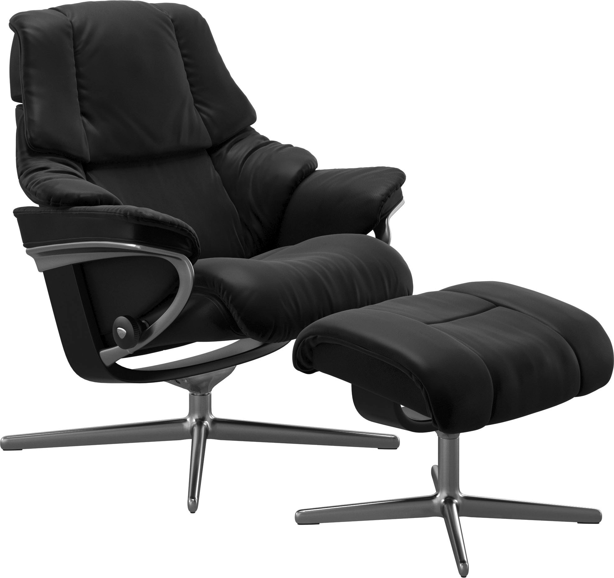 Stressless® Relaxsessel »Reno«, (Set, Relaxsessel mit Hocker), mit Hocker, mit Cross Base, Größe S, M & L, Holzakzent Schwarz