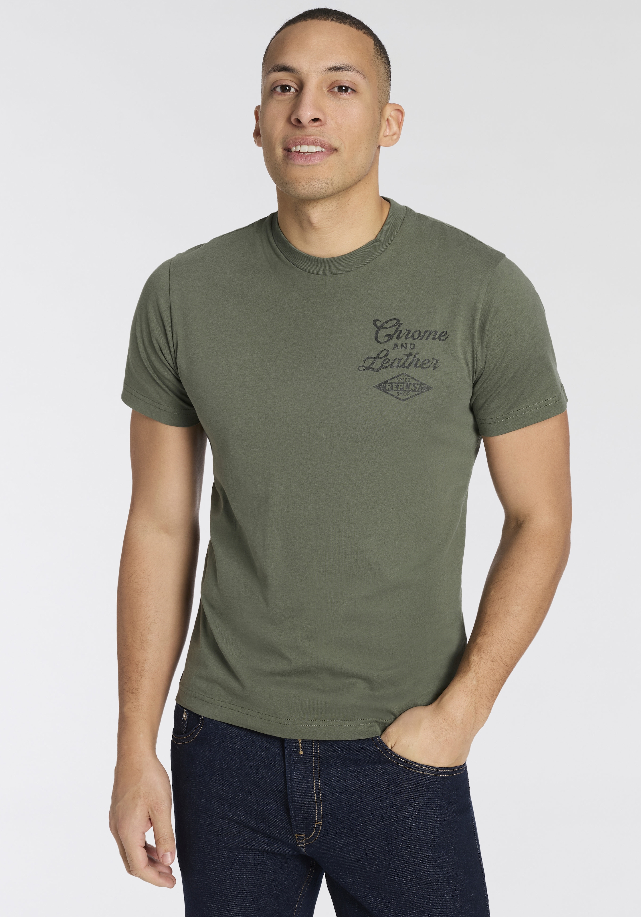 Replay T-Shirt mit Print, Rundhalsausschnitt