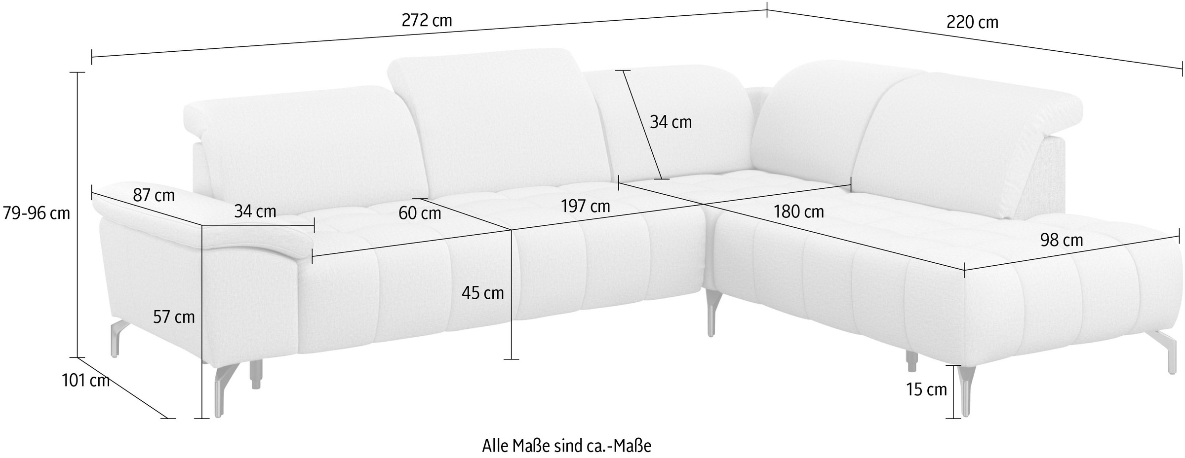 sit&more Ecksofa »Cool L-Form«, wahlweise mit Kopfteilverstellung und Vorziehsitz, motorisch