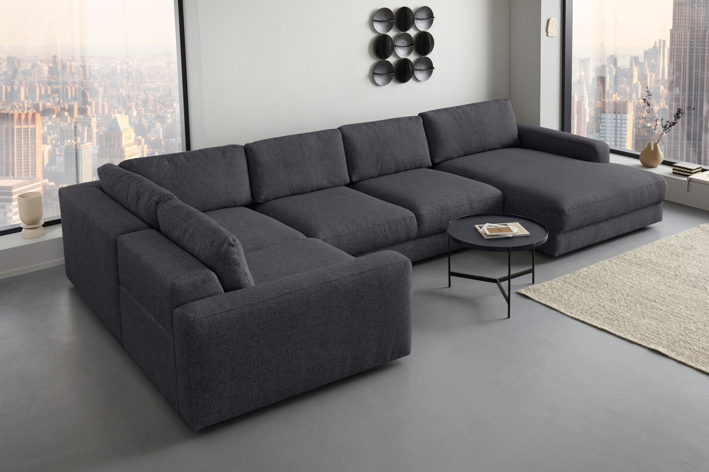 Places of Style Wohnlandschaft »Bloomfield, Mega Polsterprogramm, Breite 405cm, viel Platz, U-Form«, mit extra tiefer Sitzfläche, wahlweise mit Sitztiefenverstellung