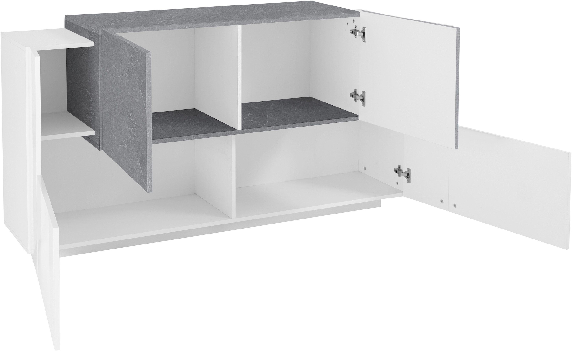 INOSIGN Sideboard »Coro, Kommode, Schrank, Kredenz, grifflos mit Einlegeböden«, 4 Türen, Doppeltiefe, B/T/H 160x86x45cm