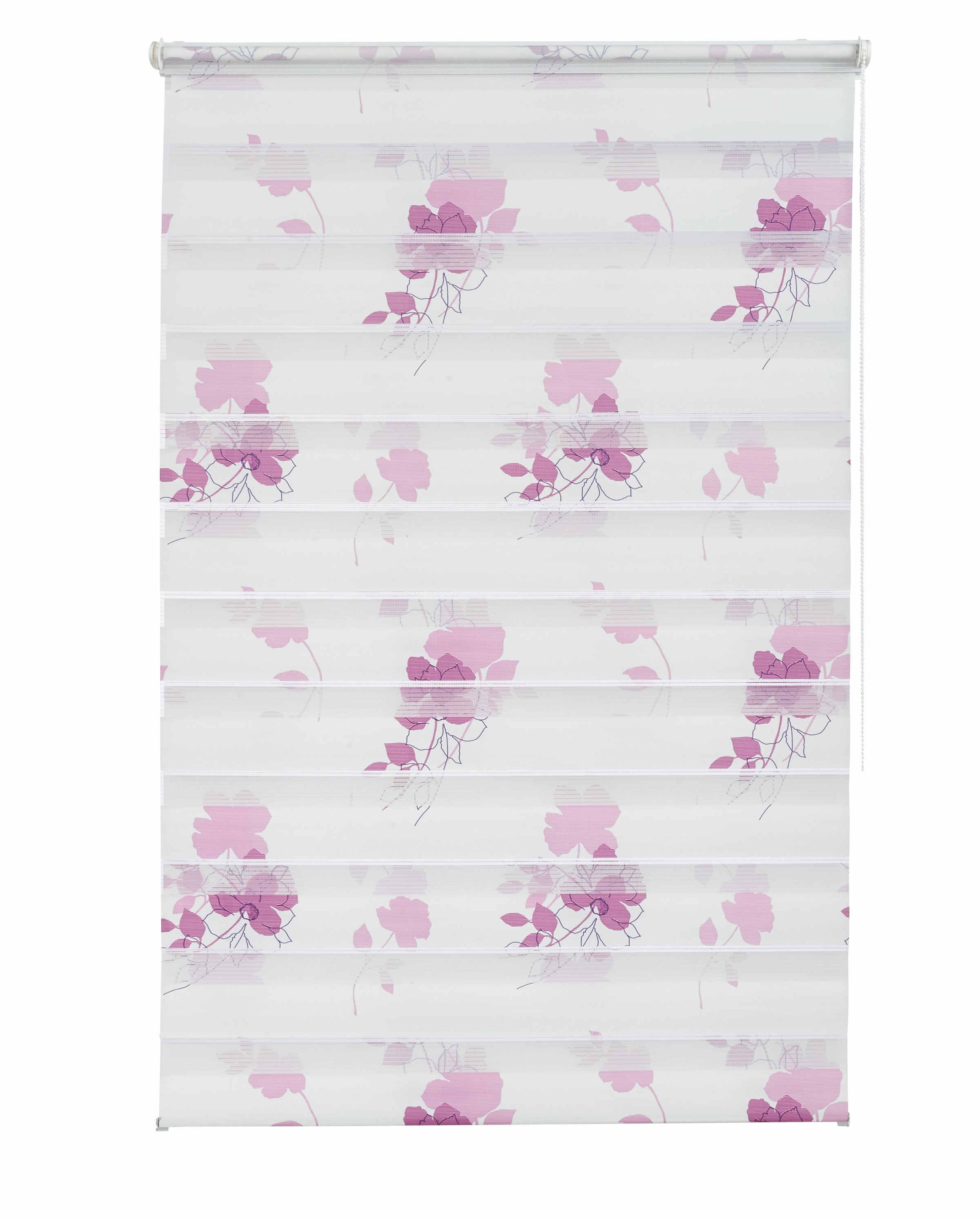 my home Doppelrollo »Damar«, Lichtschutz, Sichtschutz-Verdunkelung, ohne Bohren, freihängend, Klemmfix, im Fixmaß, Blumen, florales Muster, Klemmträger