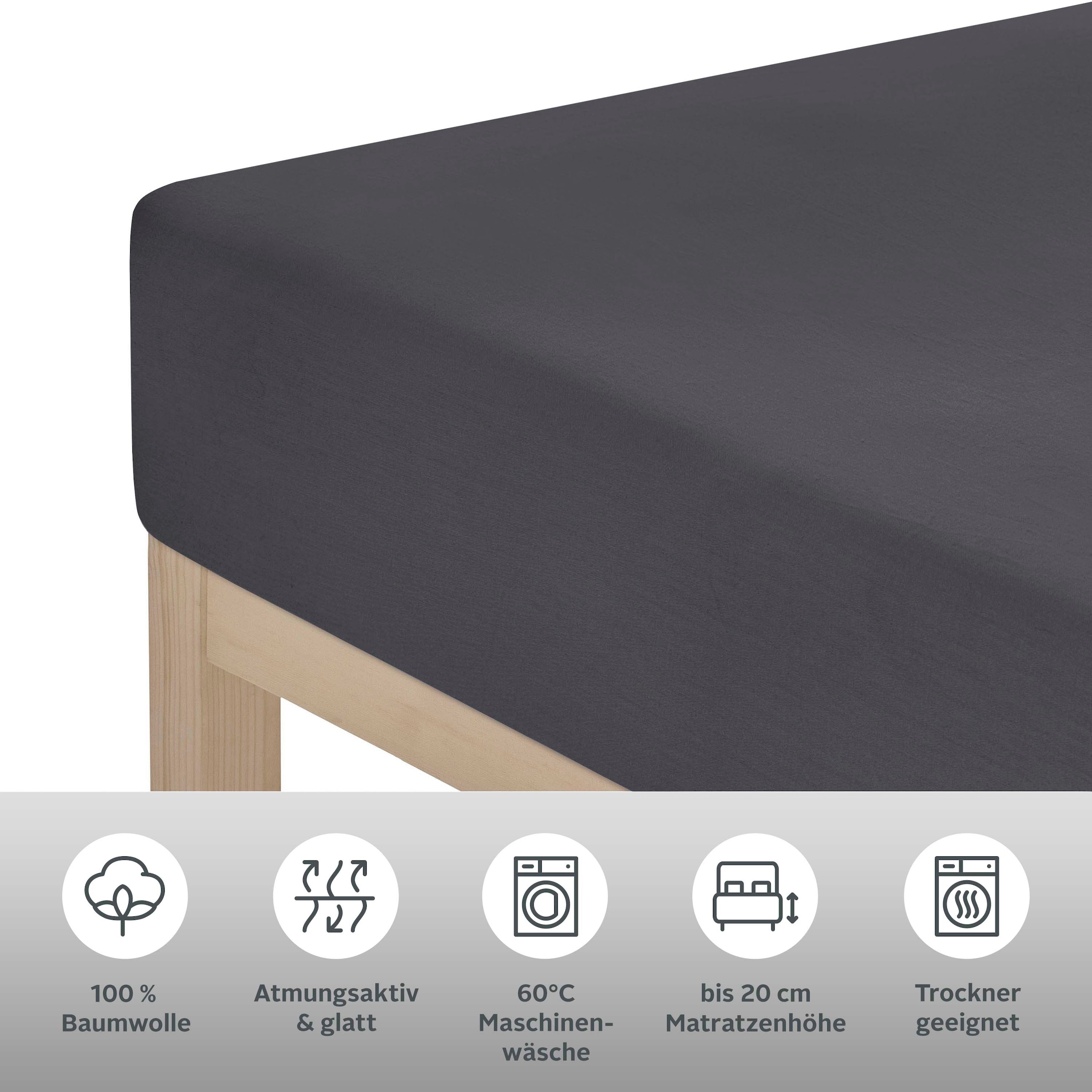 Guido Maria Kretschmer Home&Living Spannbettlaken »Mila 2 Satin Qualität, für Matratzenhöhe bis zu 20 cm, mit Gummizug, (1 St), Premium-Qualität mit 120g/m² Flächengewicht, ganzjährig geeignet«