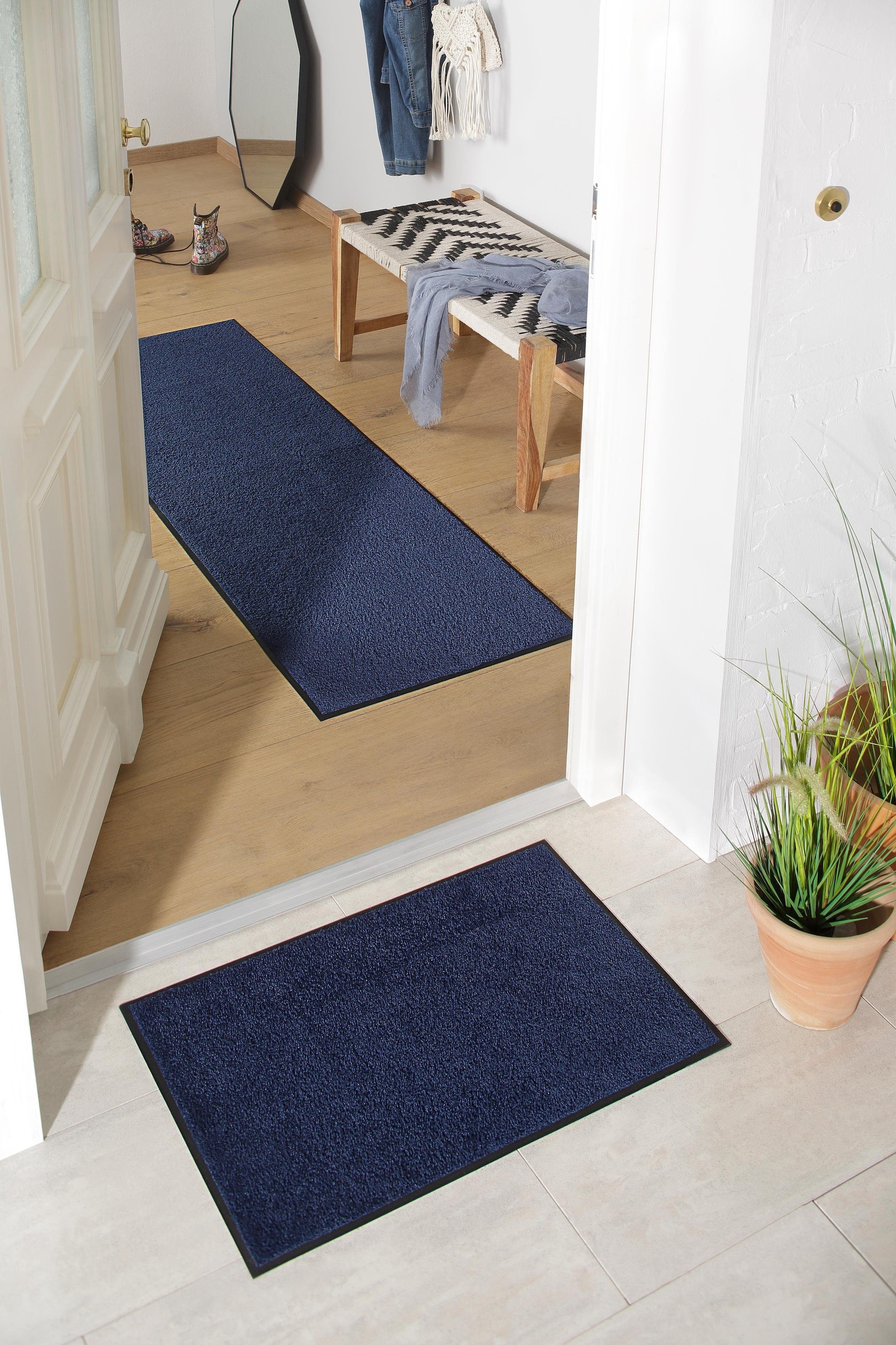 my home Fußmatte »Lavea«, rechteckig, 9 mm Höhe, Schmutzfangmatte, Uni-Farben, In- und Outdoor-Teppich, waschbar