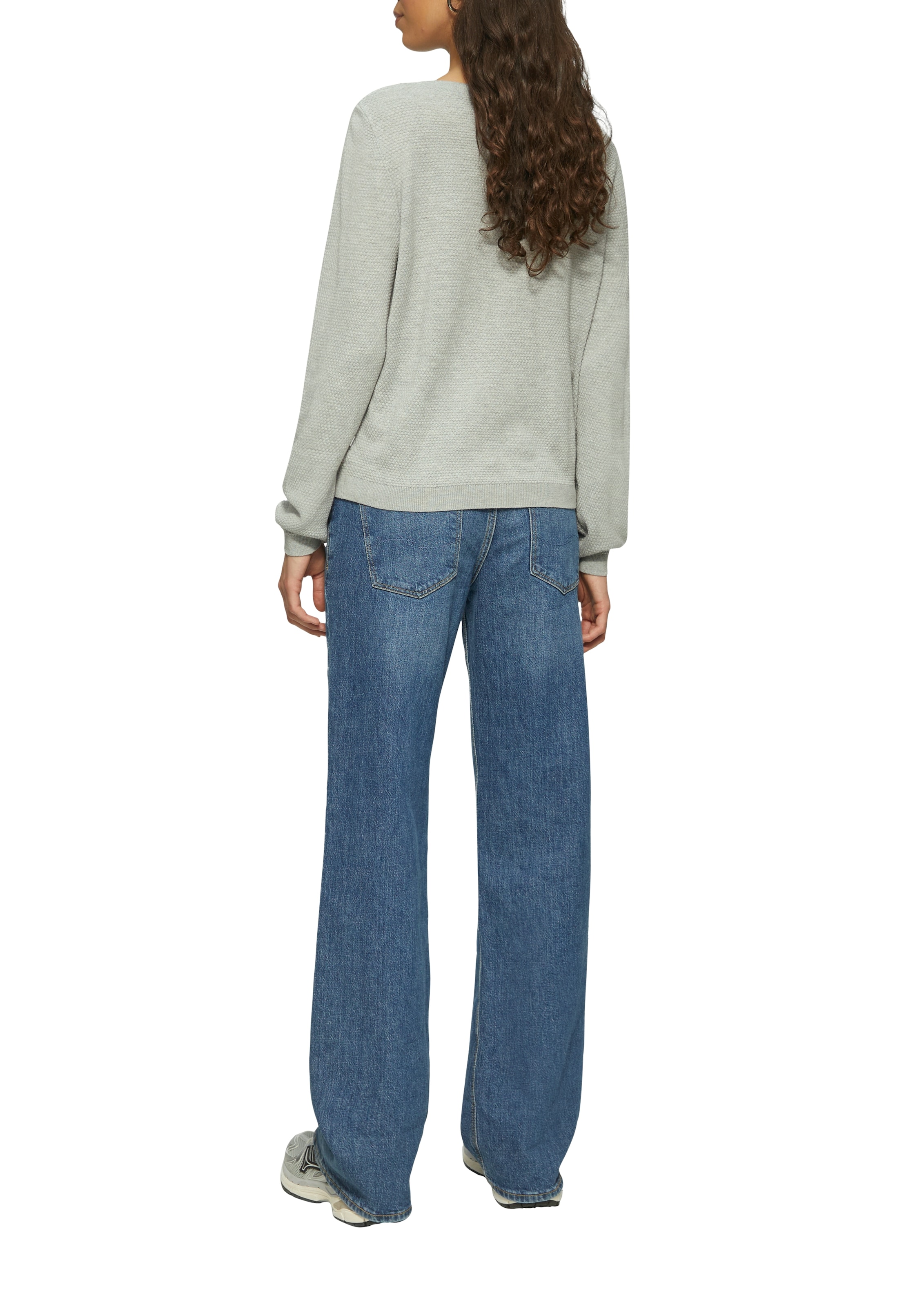 QS Rundhalspullover in Strick-Optik